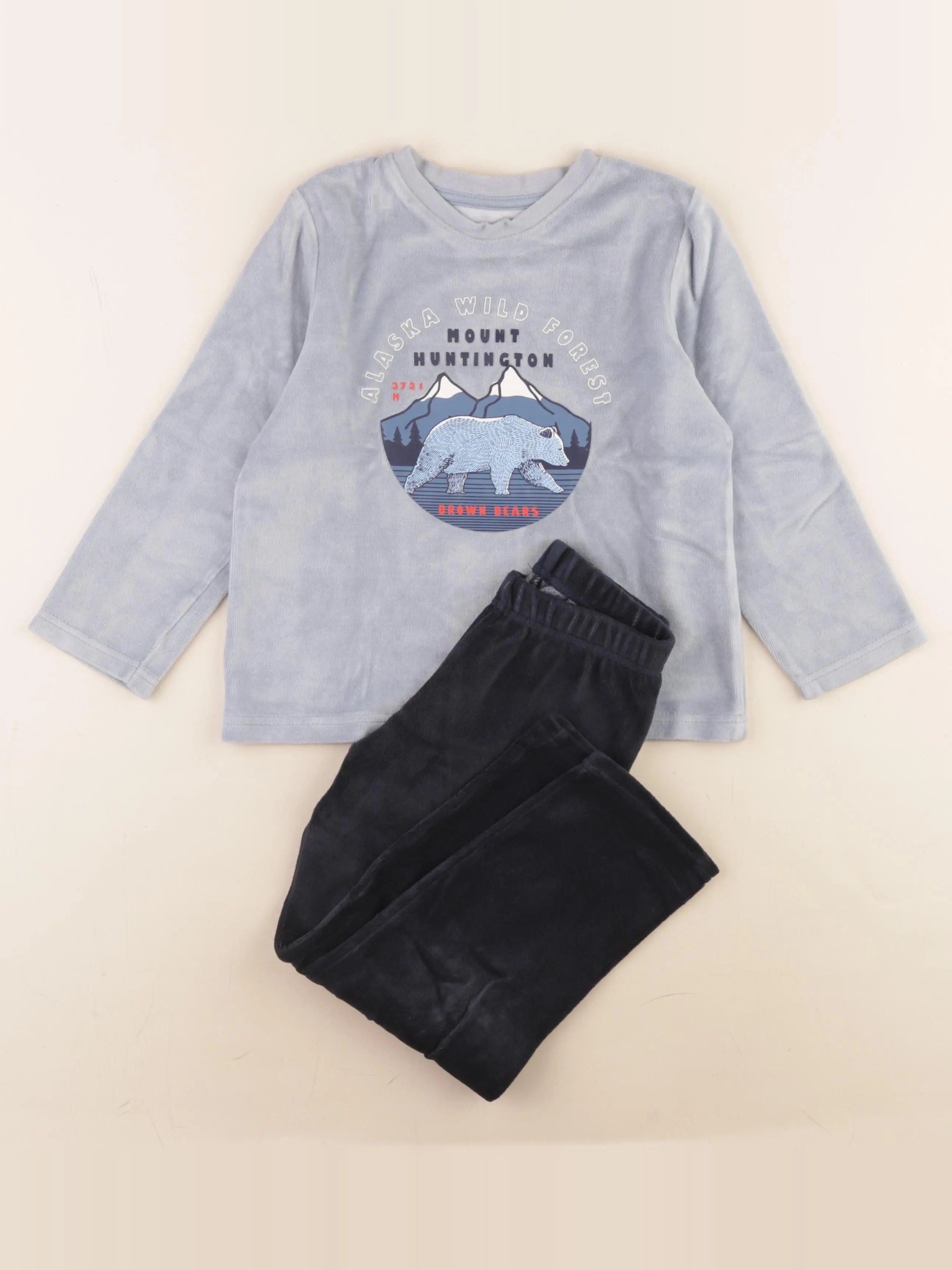 Vertbaudet - pyjama velours bleu - 5 ans