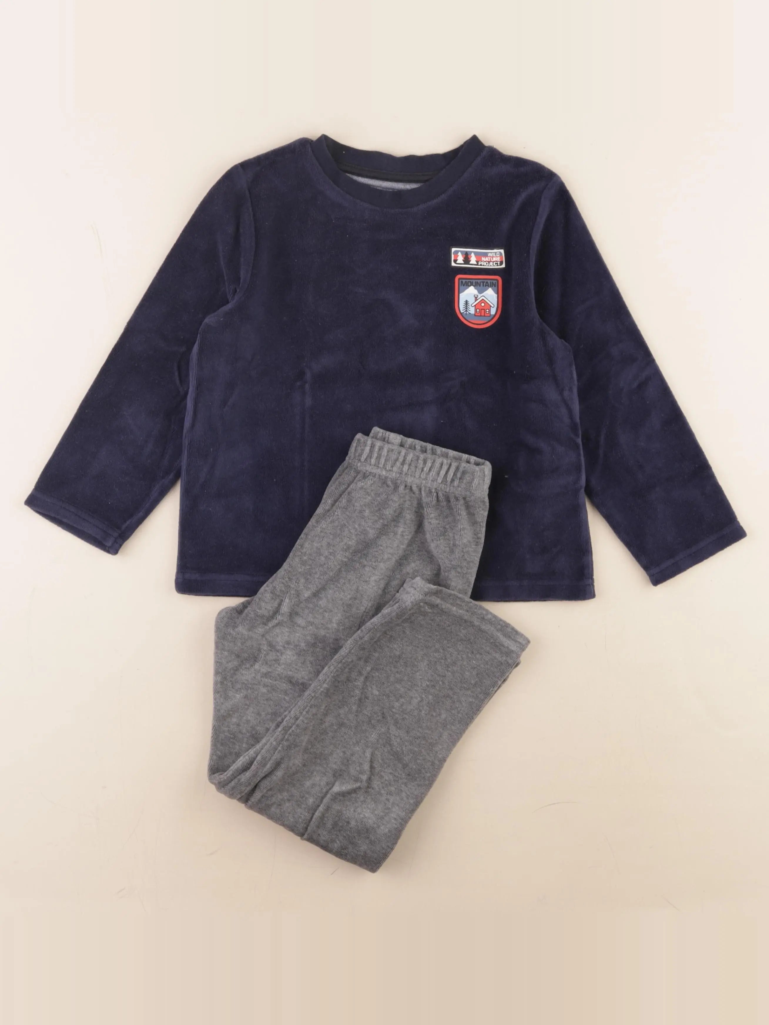 Vertbaudet - pyjama velours bleu - 5 ans