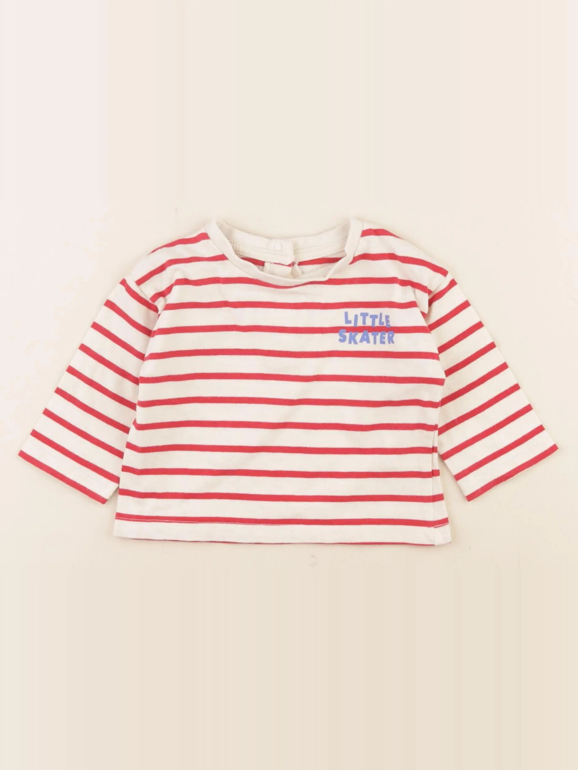 Vertbaudet - tee-shirt rouge, beige - 6 mois