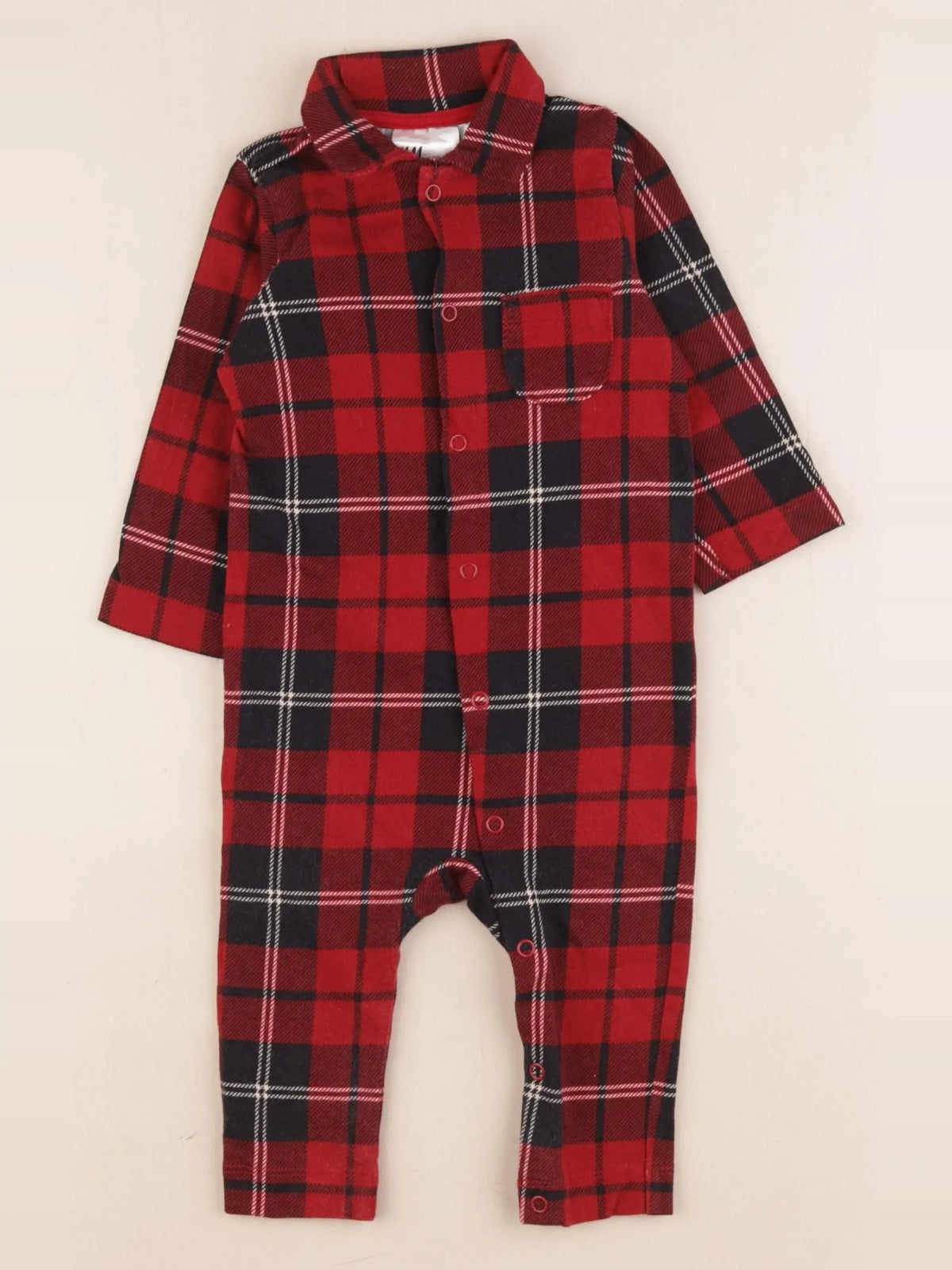 H&M - pyjama coton rouge - 9 mois