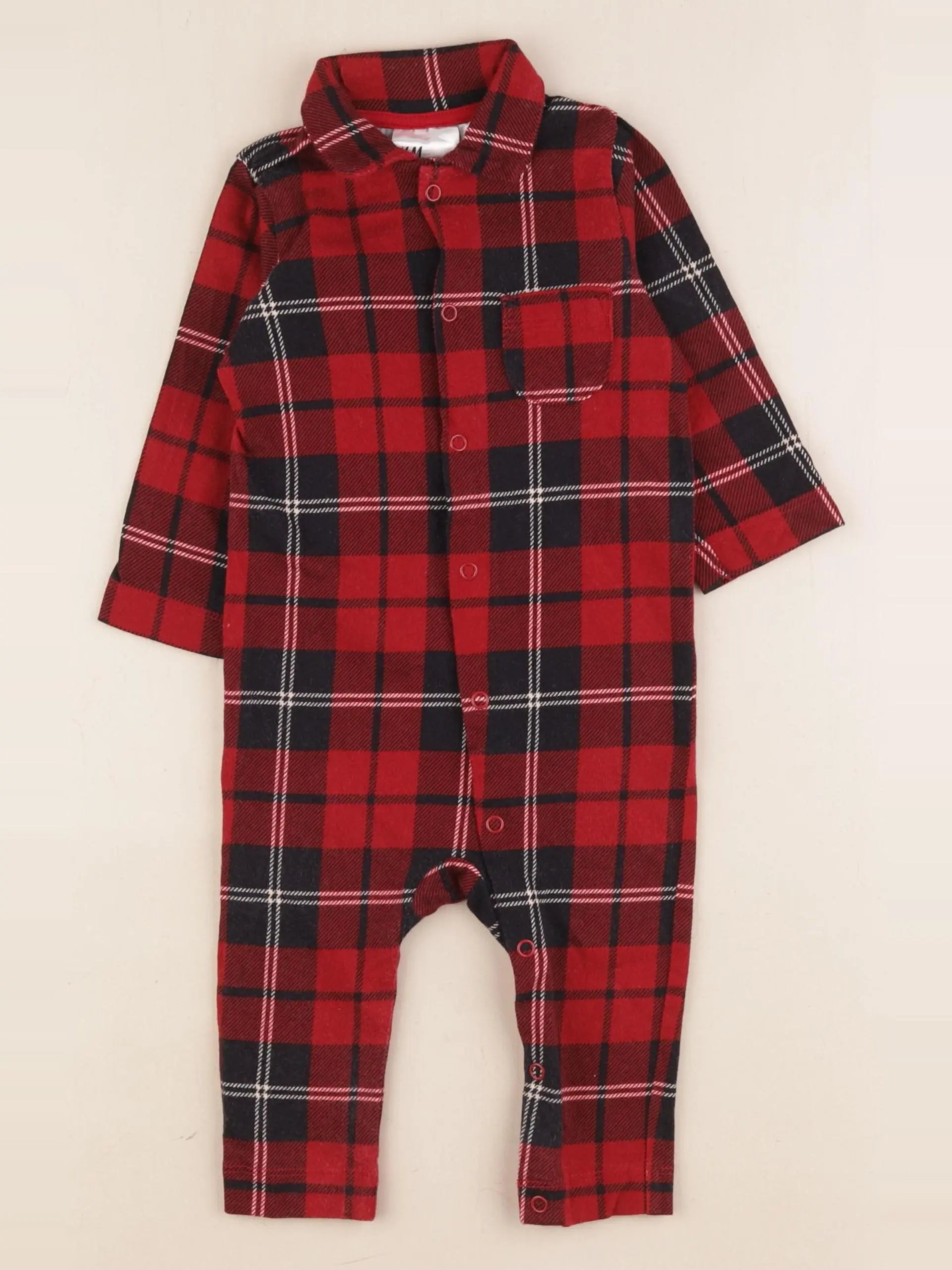 H&M - pyjama coton rouge - 9 mois