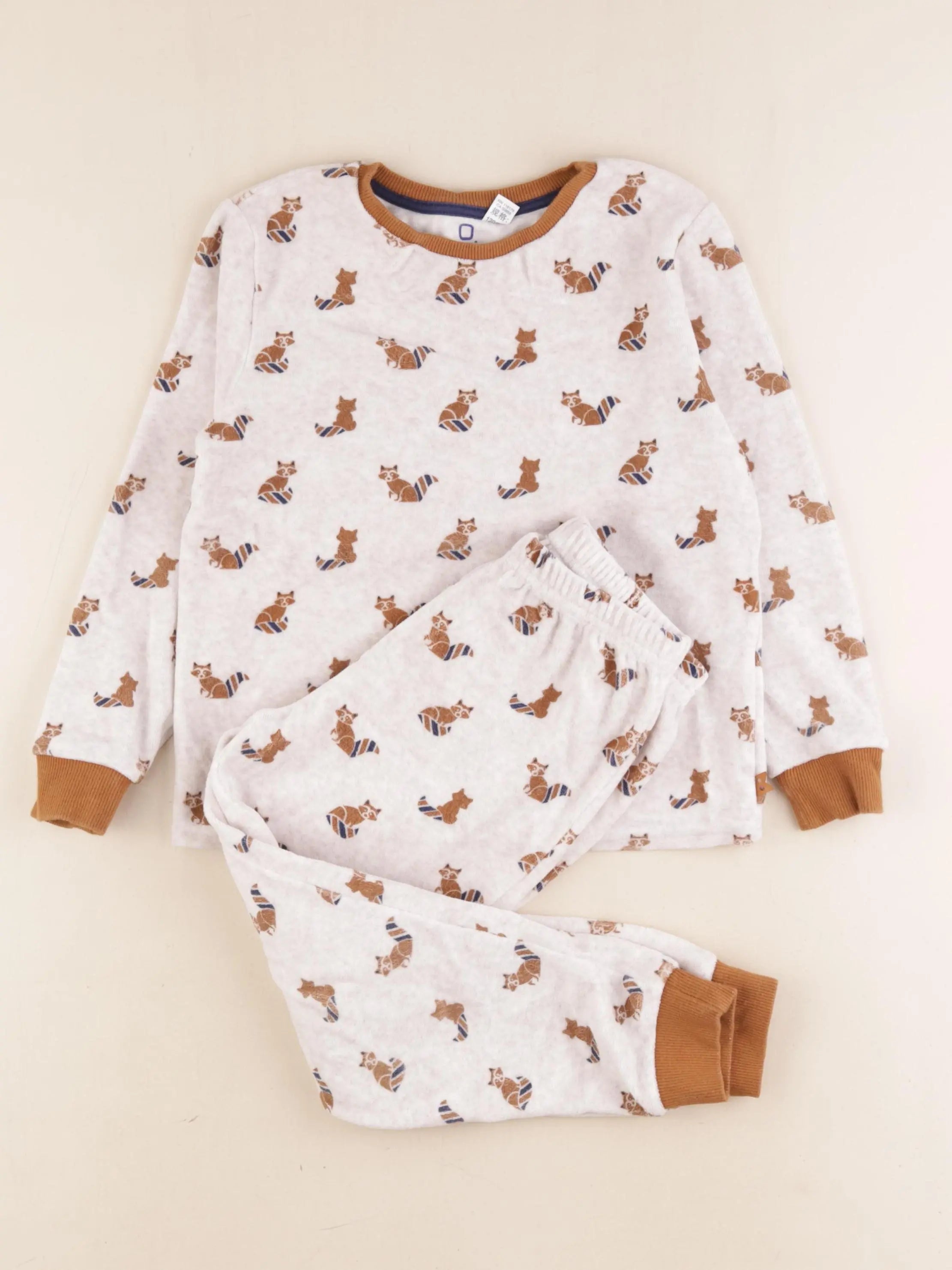 Okaidi - pyjama velours beige, marron - 6 ans
