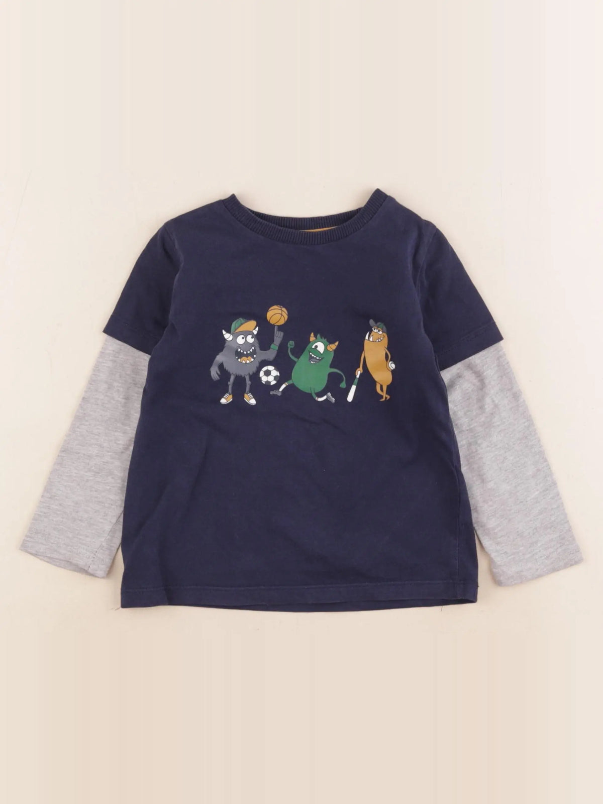 Vertbaudet - tee-shirt bleu, gris - 3 ans