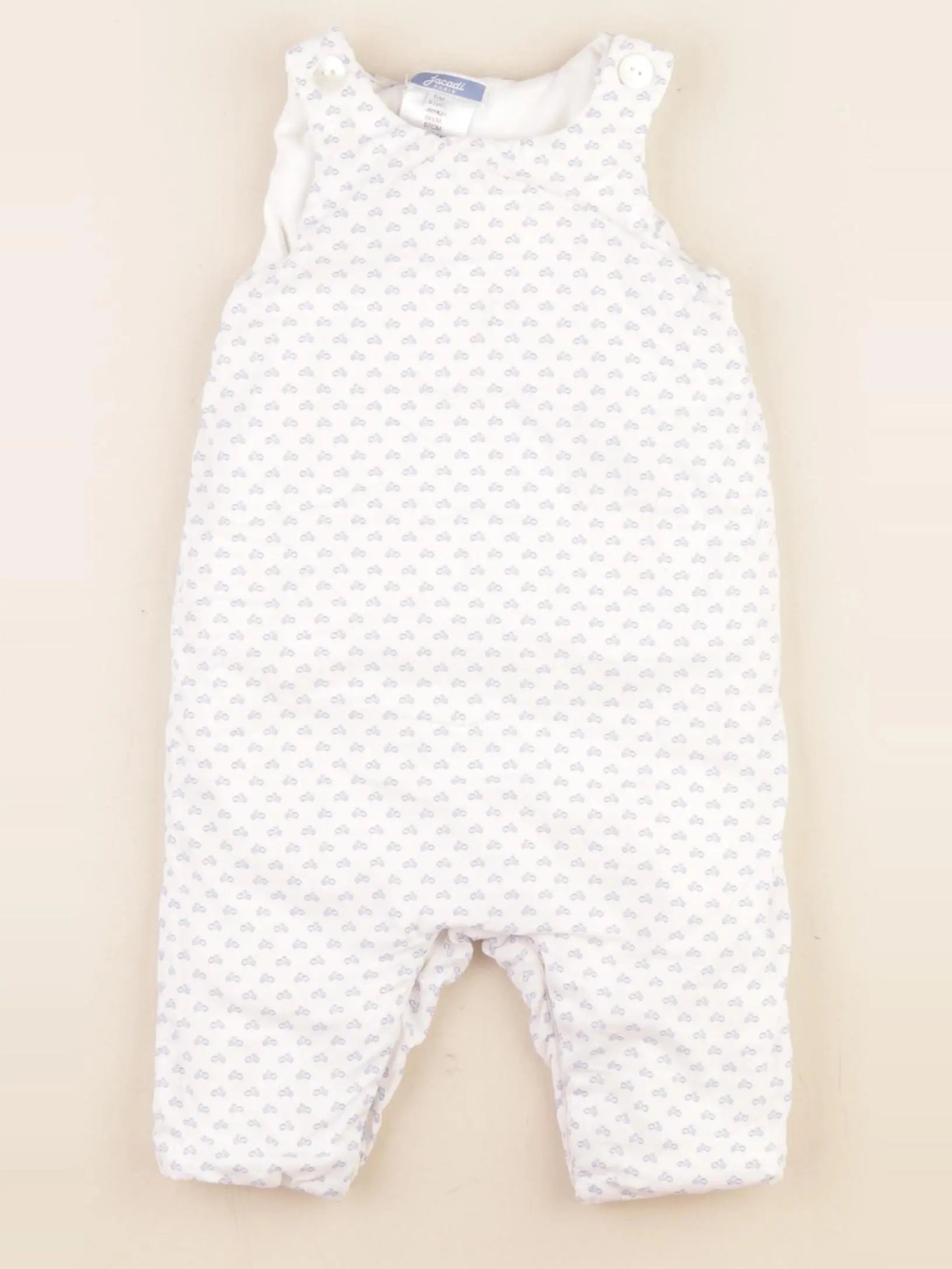 Jacadi - salopette doublé blanc, bleu - 6 mois