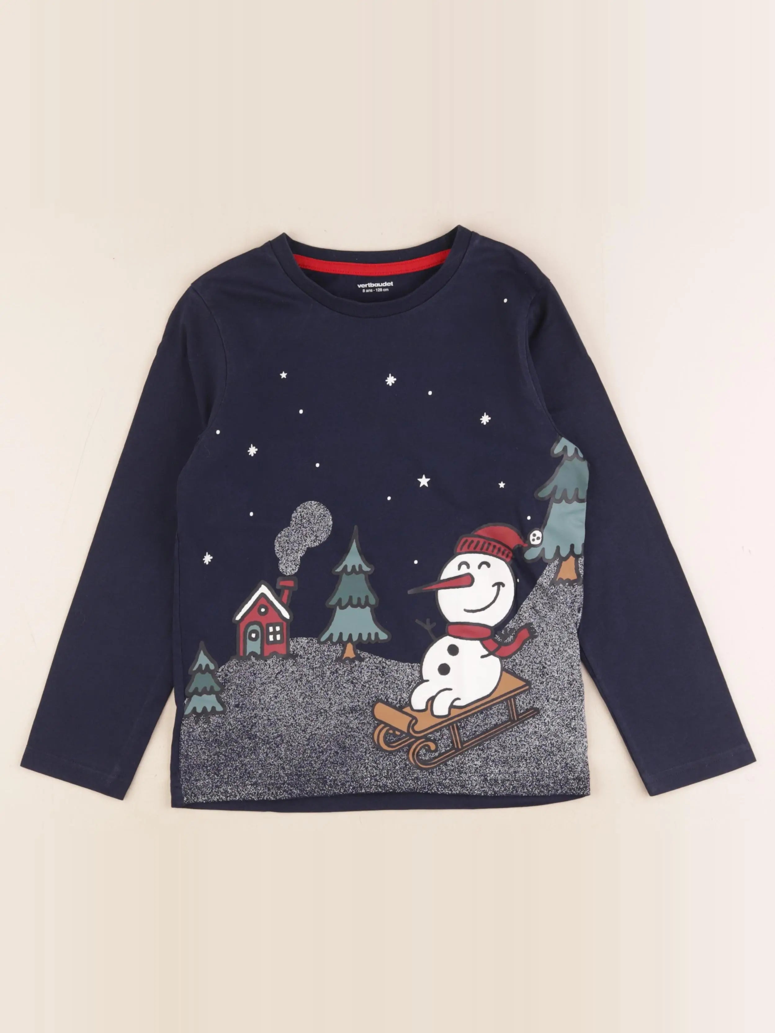 Vertbaudet - tee-shirt bleu - 8 ans