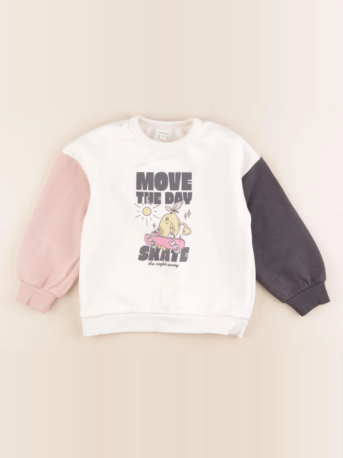 Vertbaudet - sweat rose, gris - 6 ans