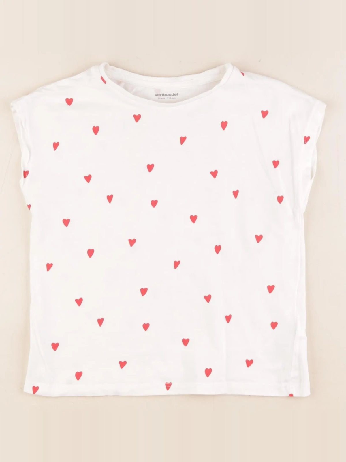 Vertbaudet - tee-shirt blanc, rouge - 6 ans