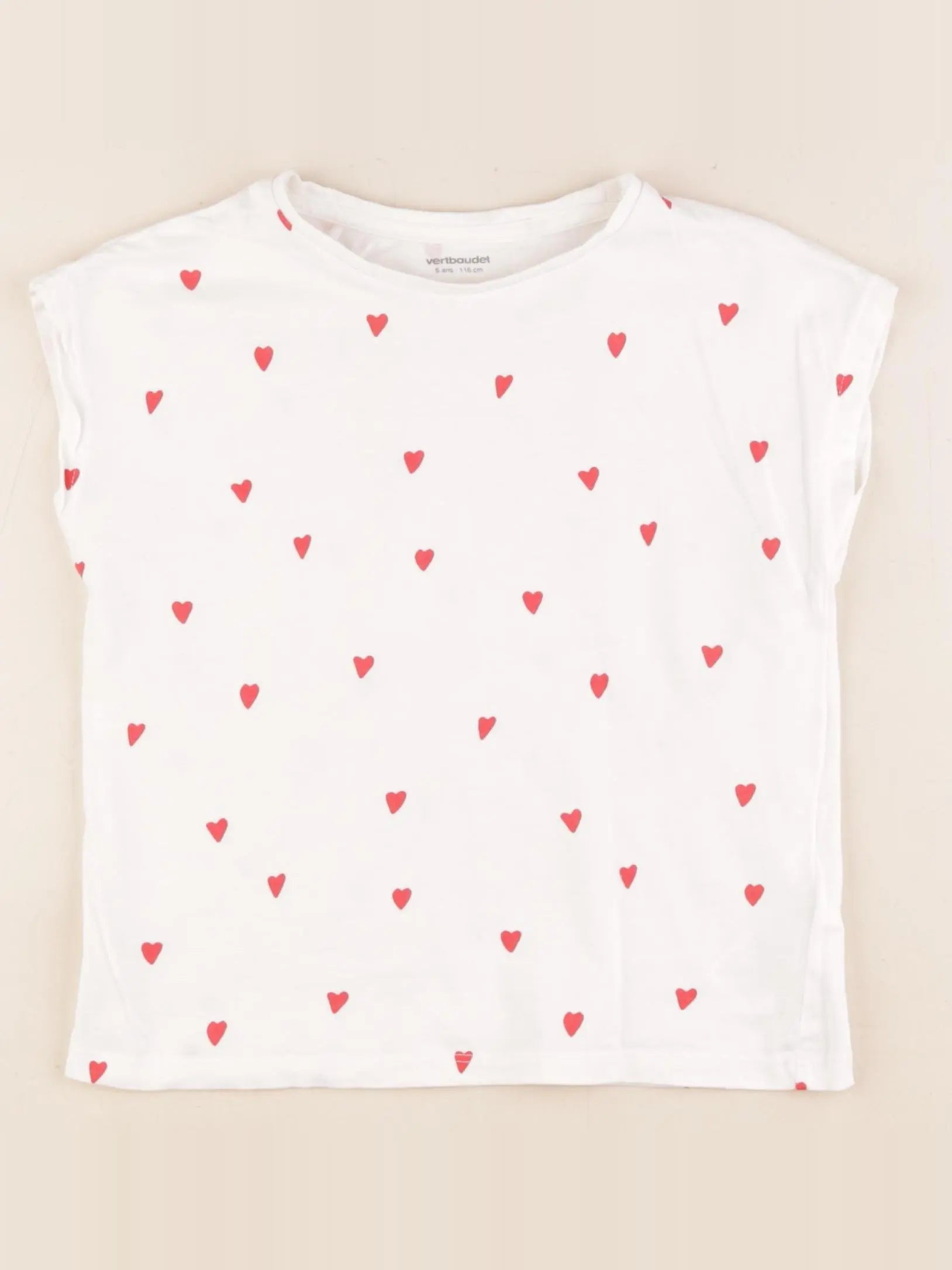 Vertbaudet - tee-shirt blanc, rouge - 6 ans