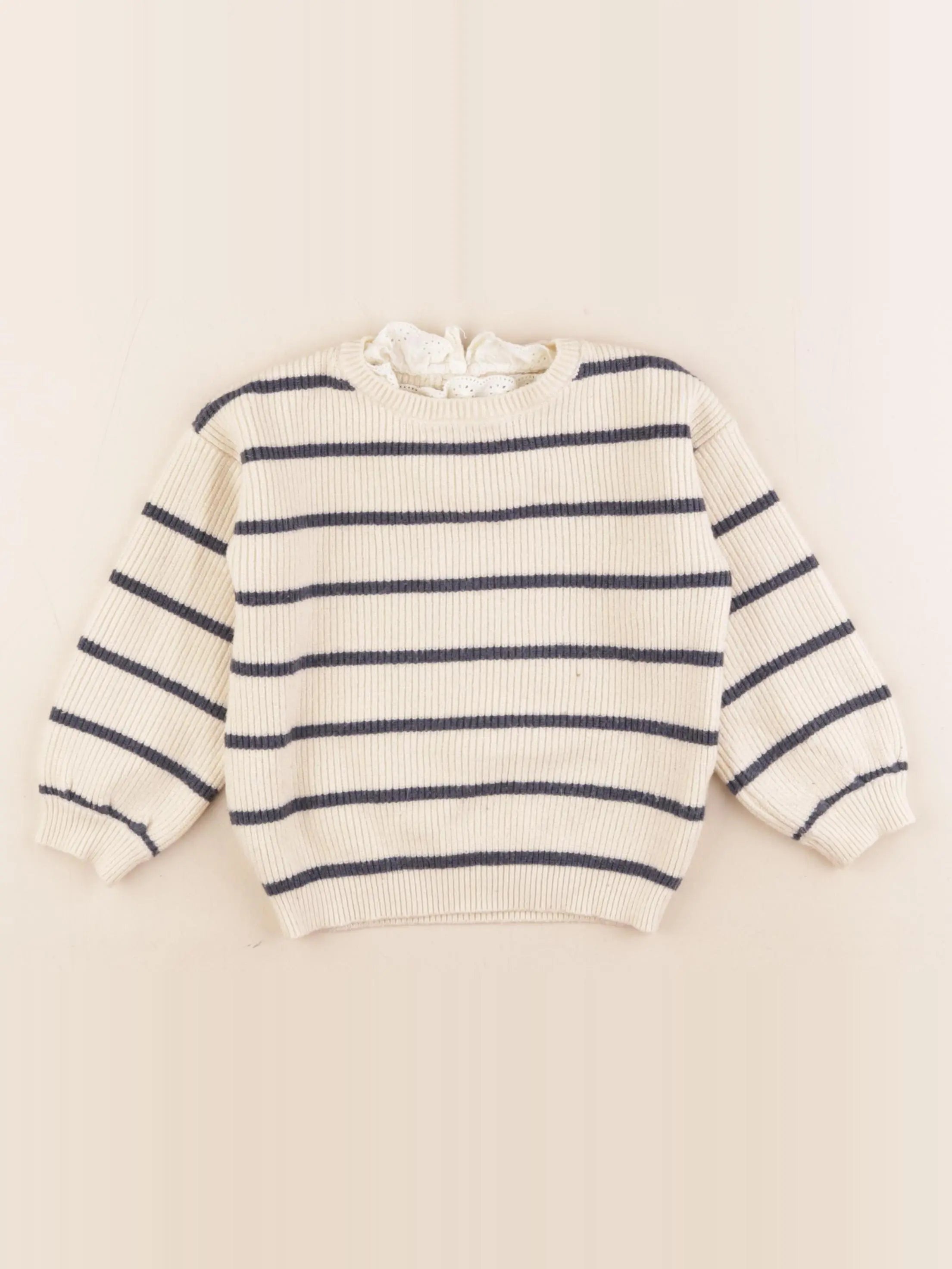 Vertbaudet - pull beige, bleu - 4 ans