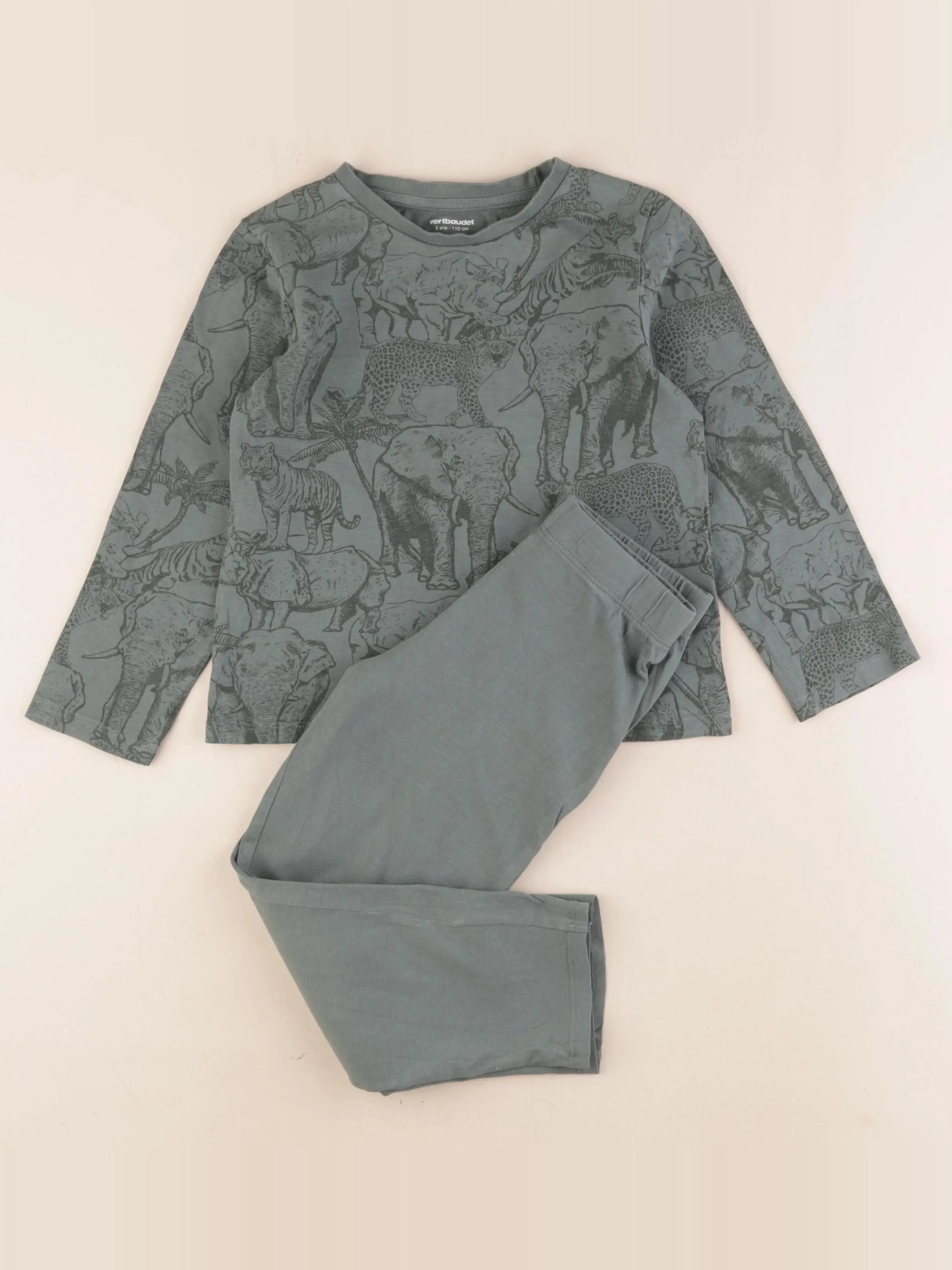 Vertbaudet - pyjama coton vert - 5 ans