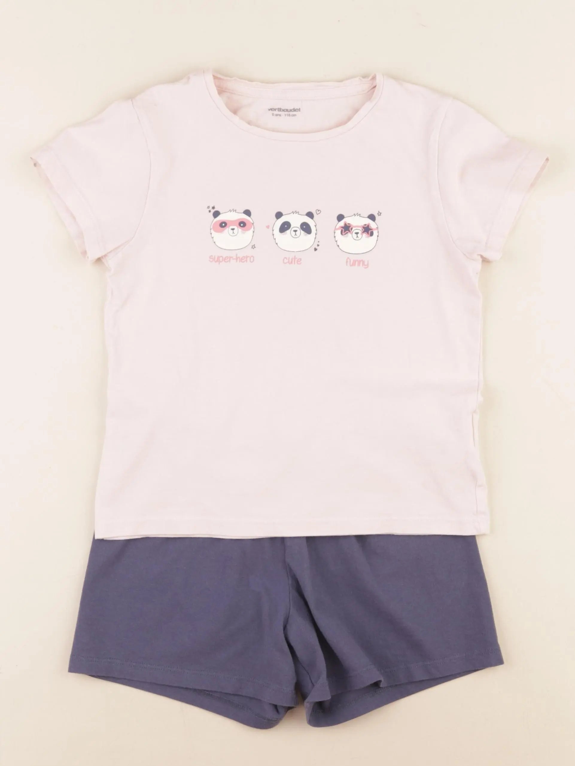 Vertbaudet - pyjama coton bleu, rose - 6 ans