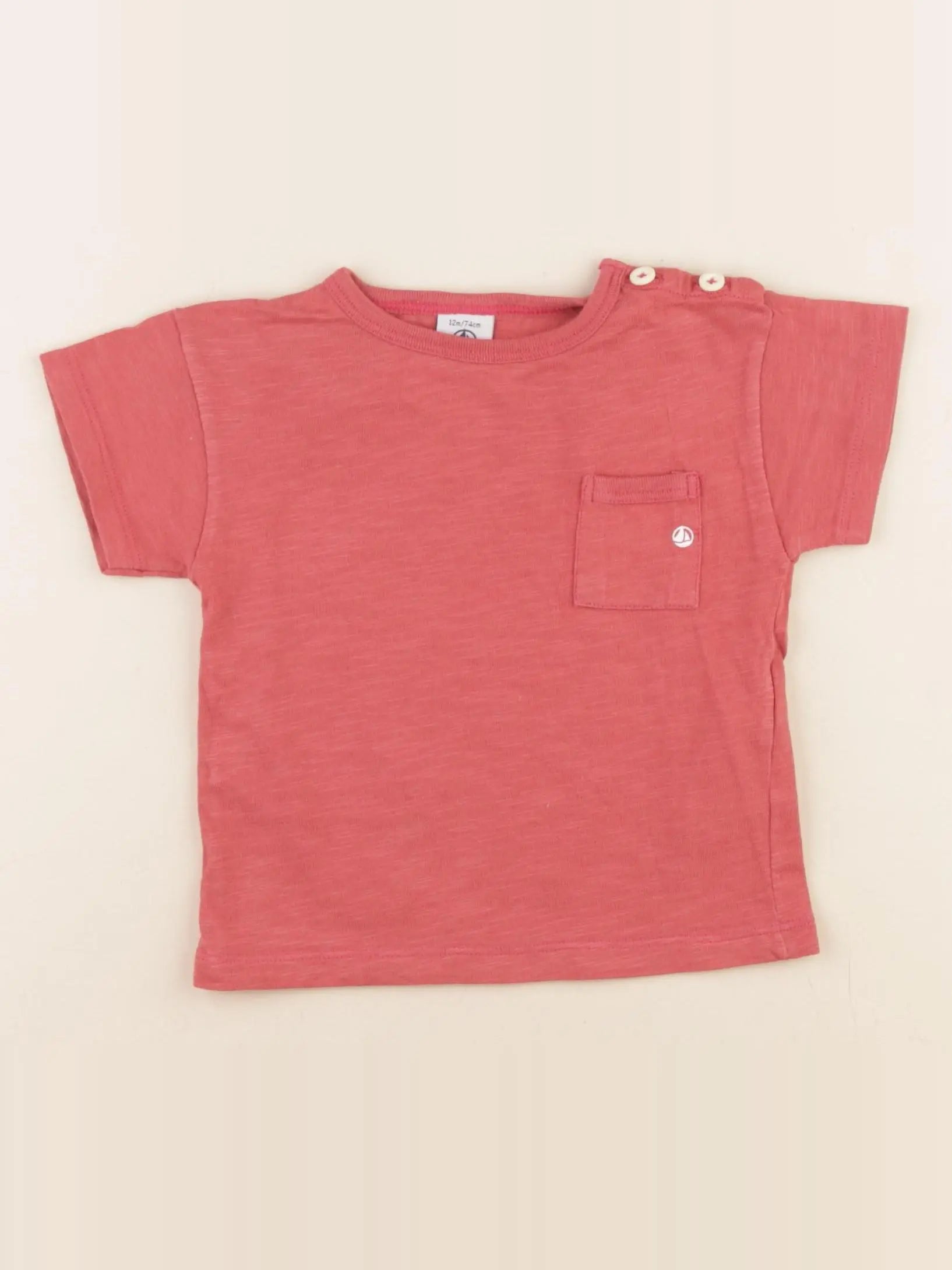 Petit Bateau - tee-shirt rouge - 12 mois