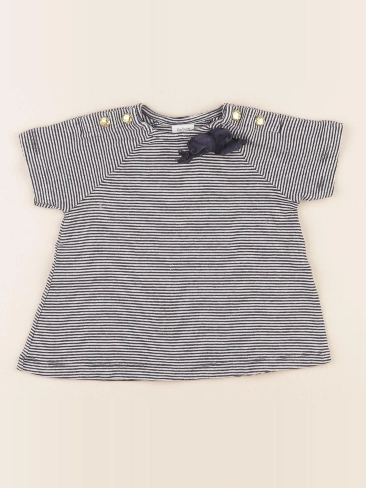 Petit Bateau - tee-shirt bleu - 12 mois