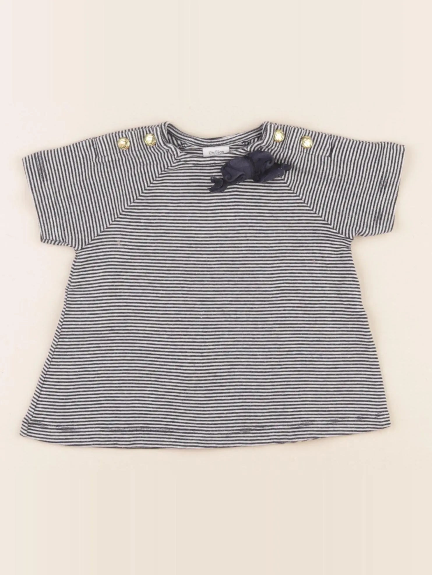 Petit Bateau - tee-shirt bleu - 12 mois