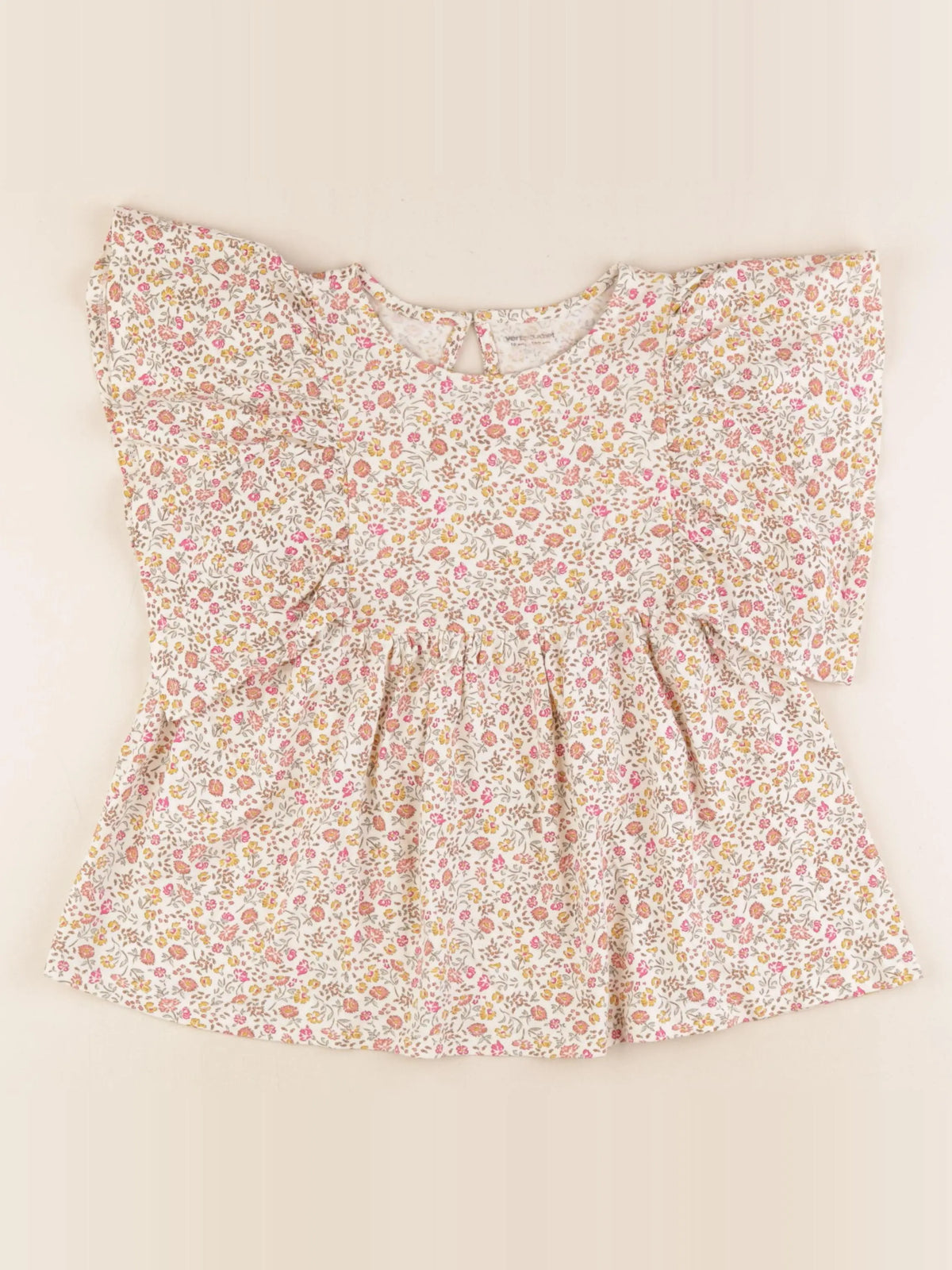 Vertbaudet - tee-shirt beige, rose - 10 ans