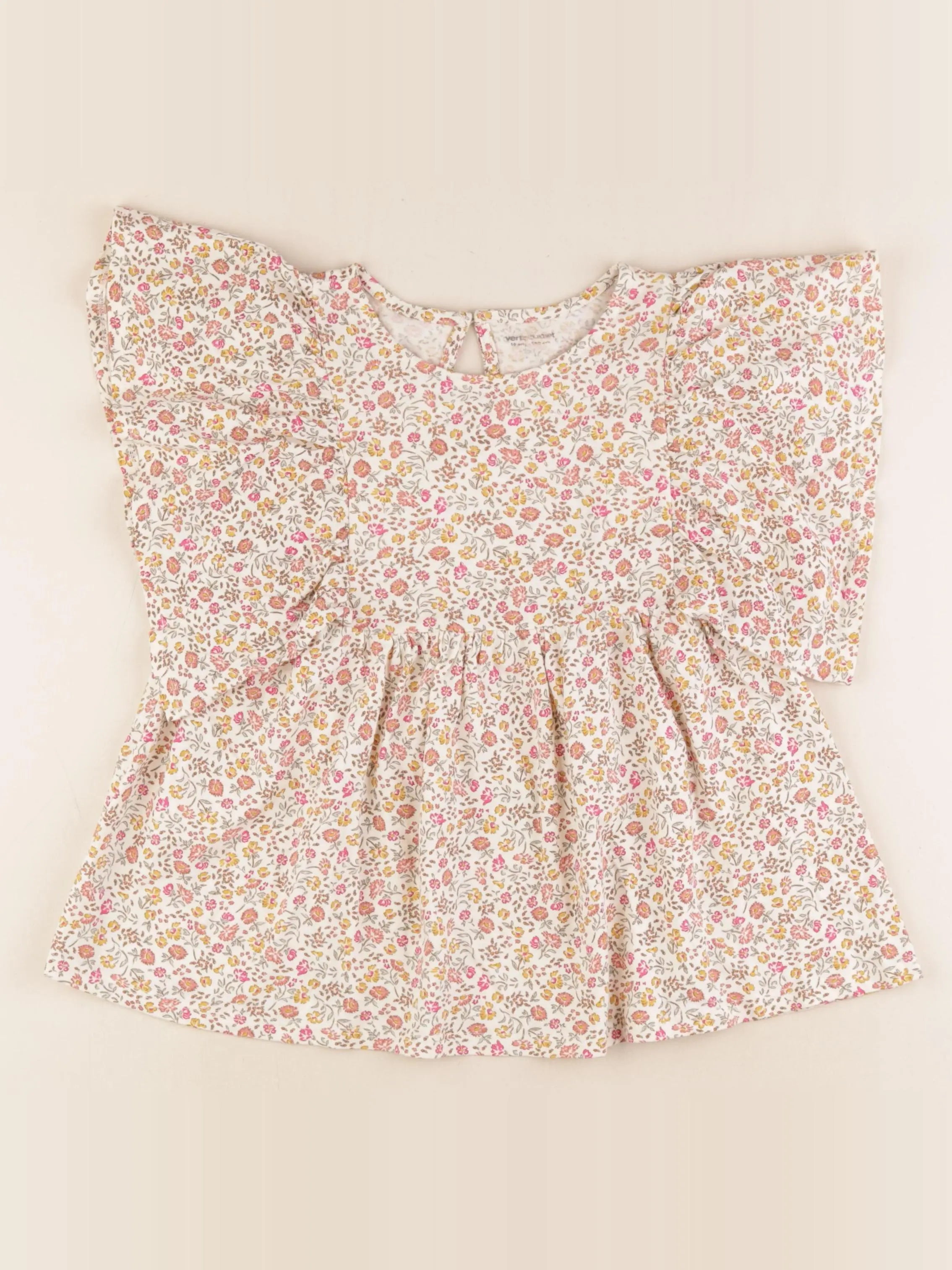 Vertbaudet - tee-shirt beige, rose - 10 ans