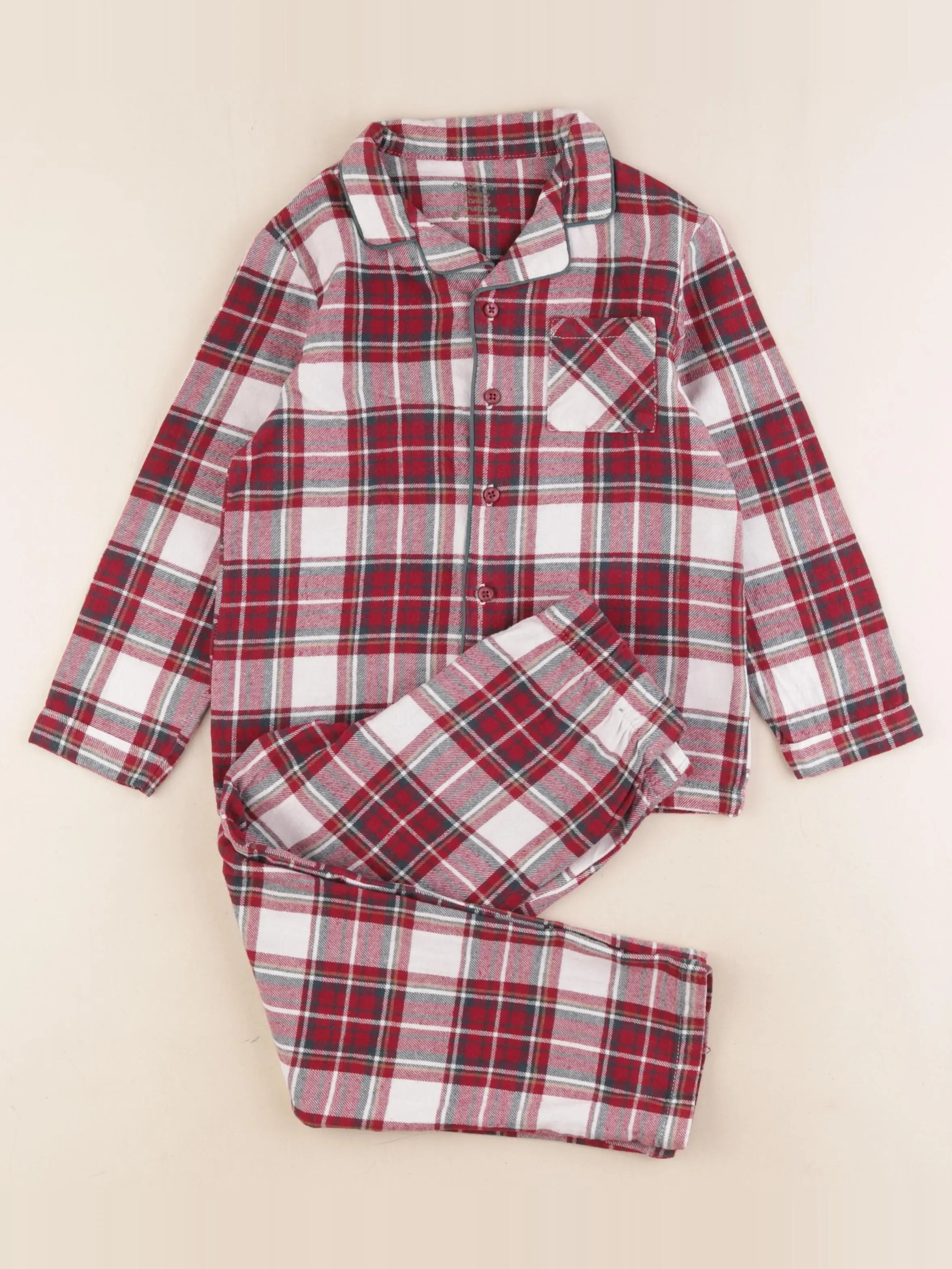 Vertbaudet - pyjama coton blanc, rouge - 6 ans