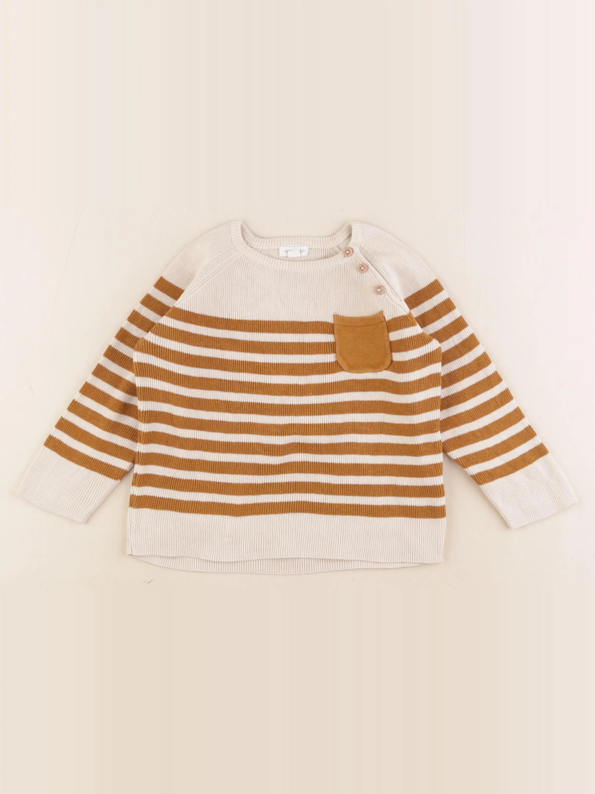 Vertbaudet - pull beige, marron - 2 ans