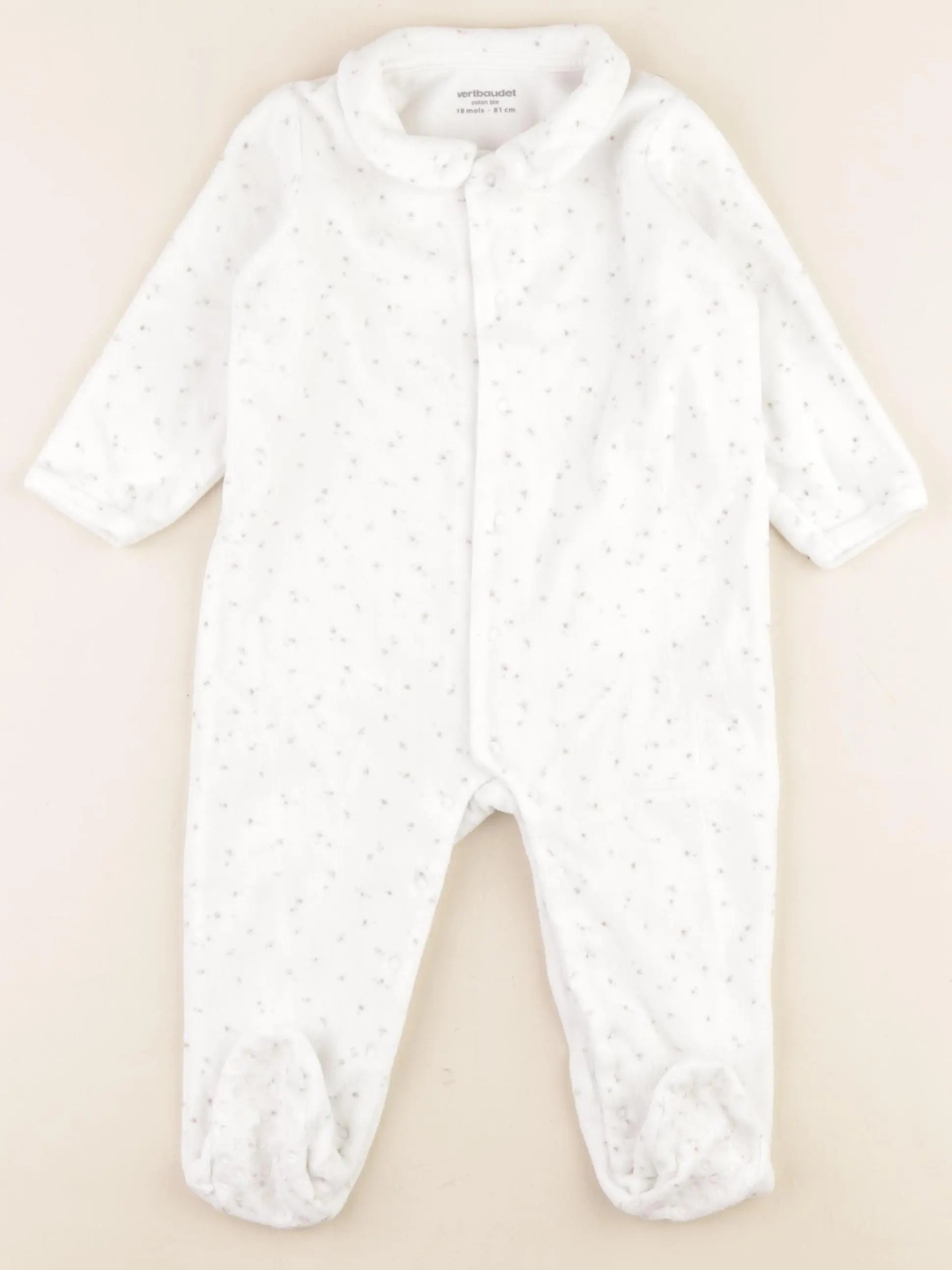 Vertbaudet - pyjama velours blanc - 18 mois
