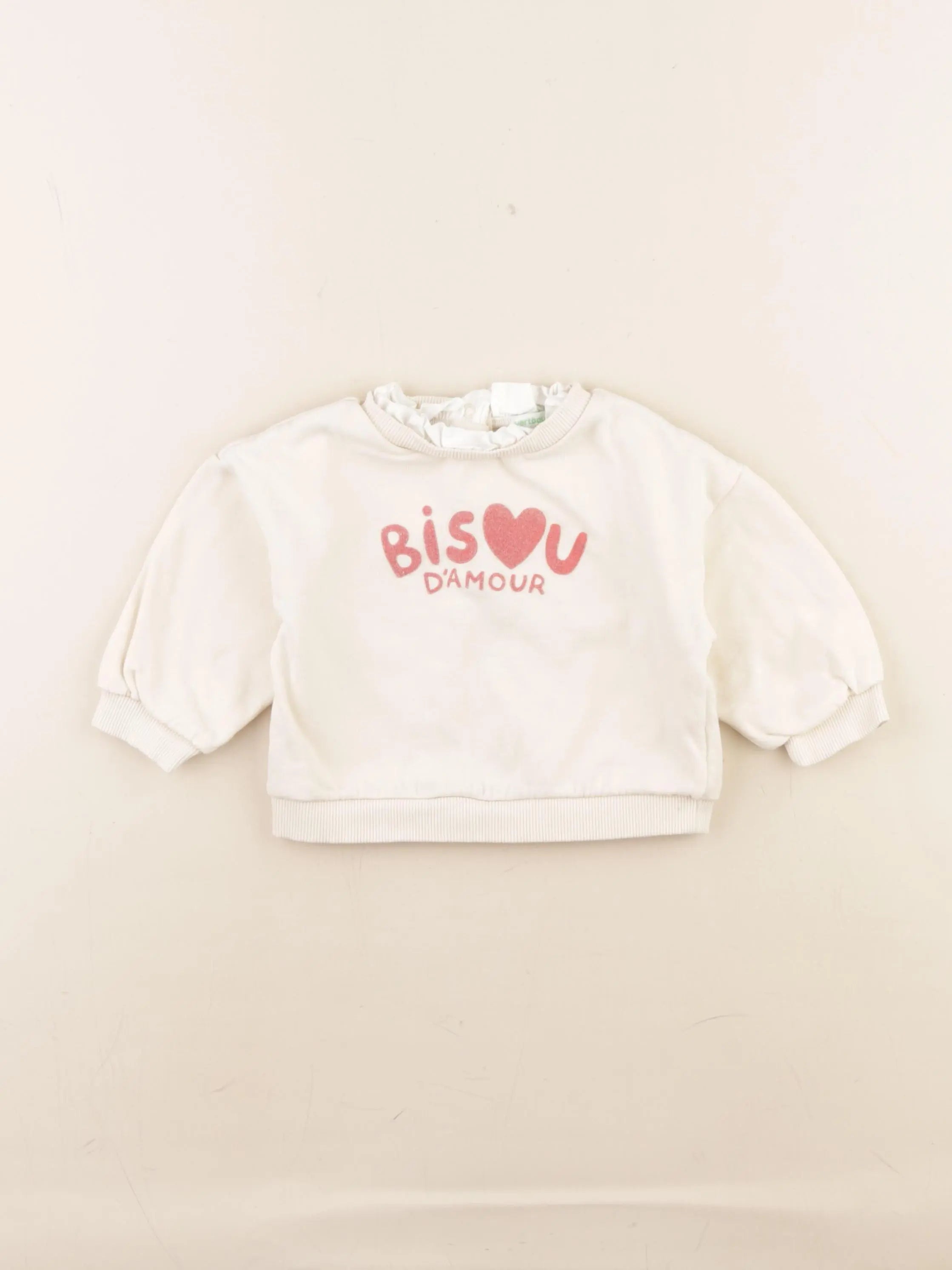 Vertbaudet - sweat beige - 1 an