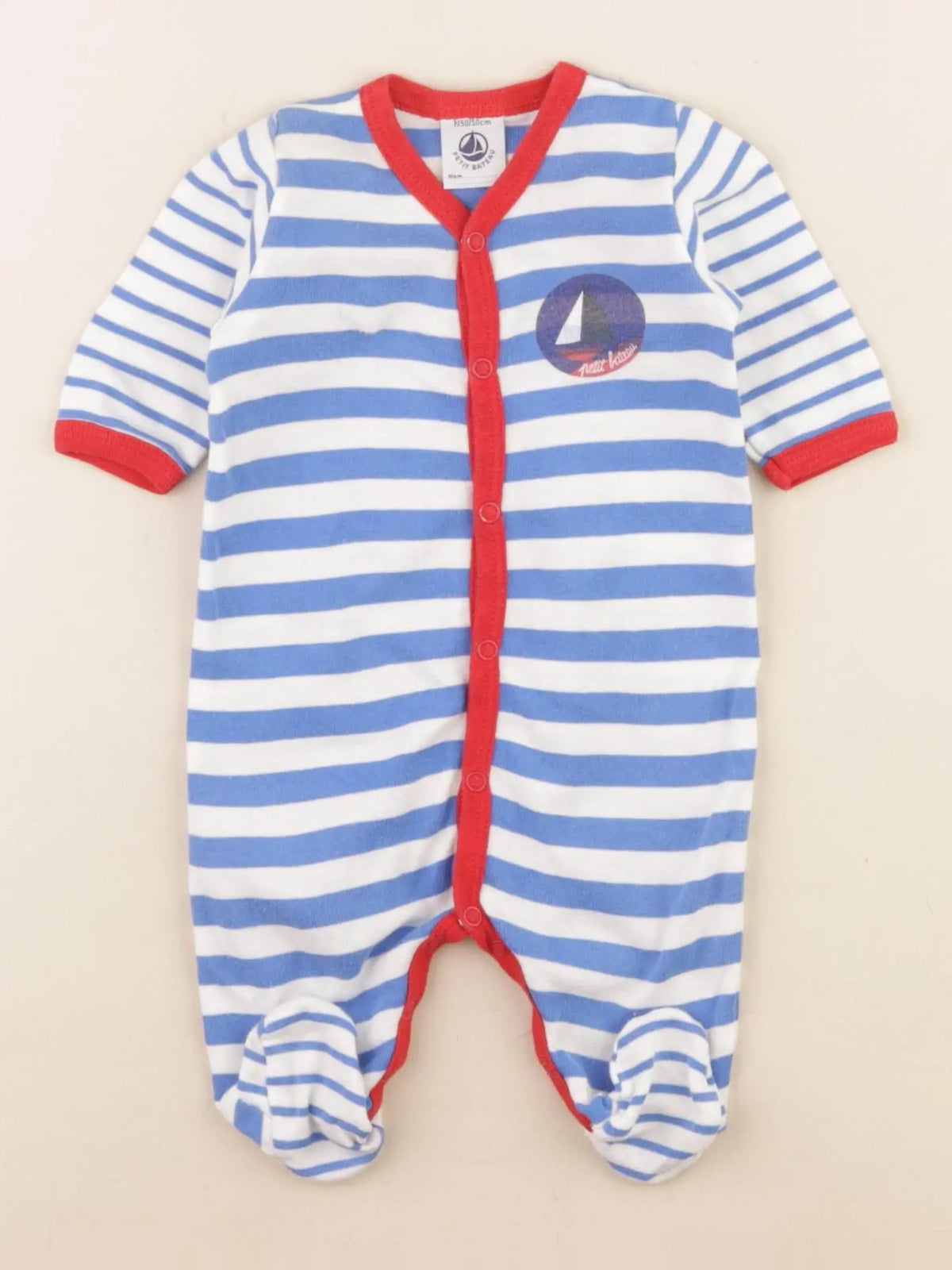 Petit Bateau - pyjama coton bleu - 0 mois
