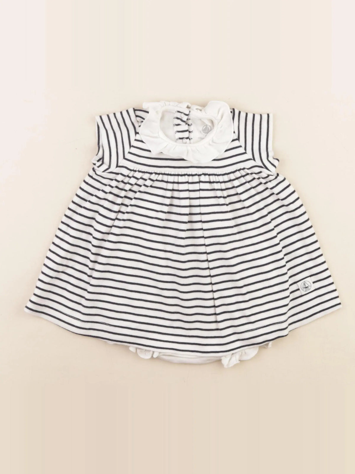 Petit Bateau - body robe bleu, blanc - 3 mois