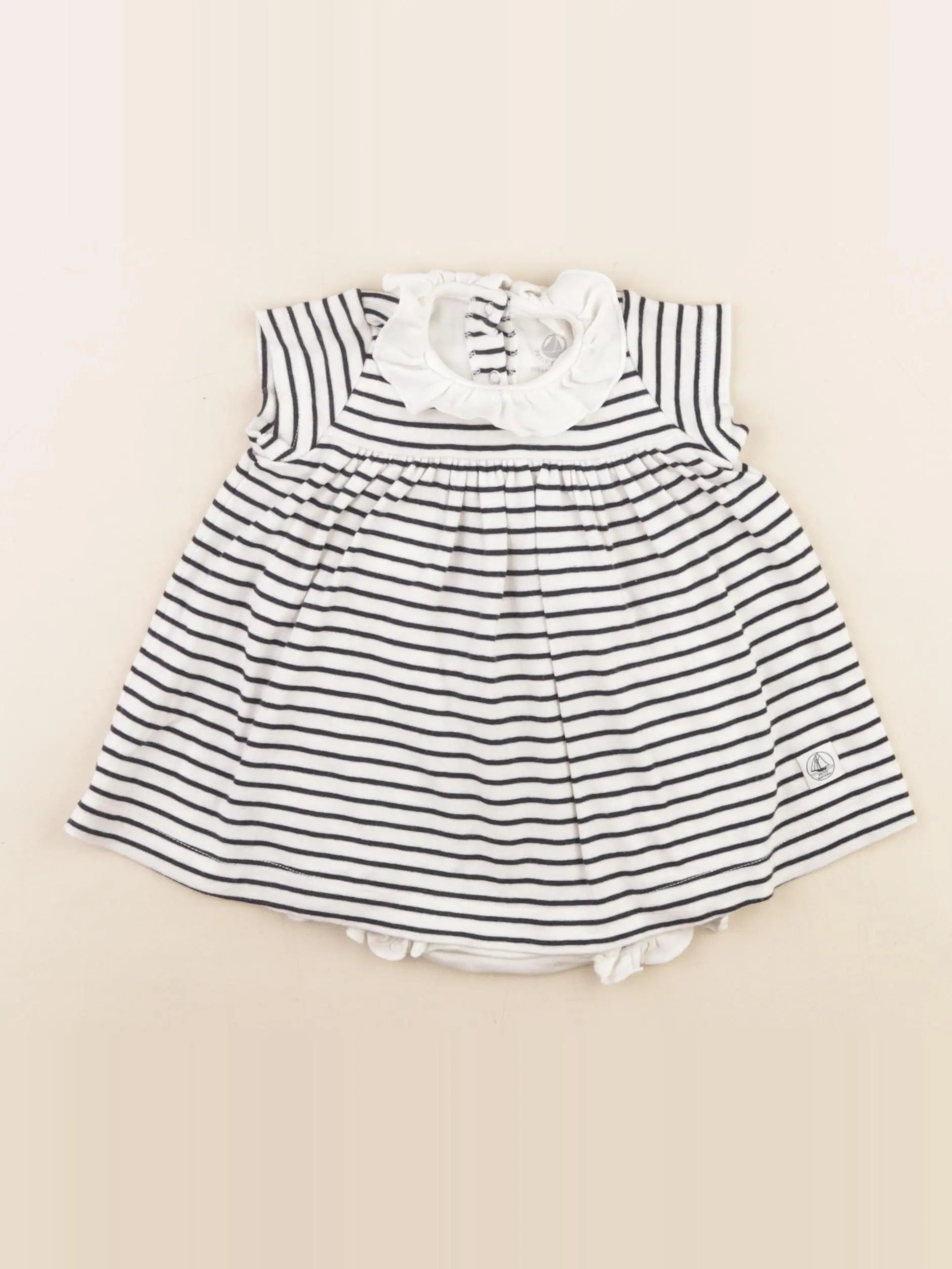 Petit Bateau - body robe bleu, blanc - 3 mois