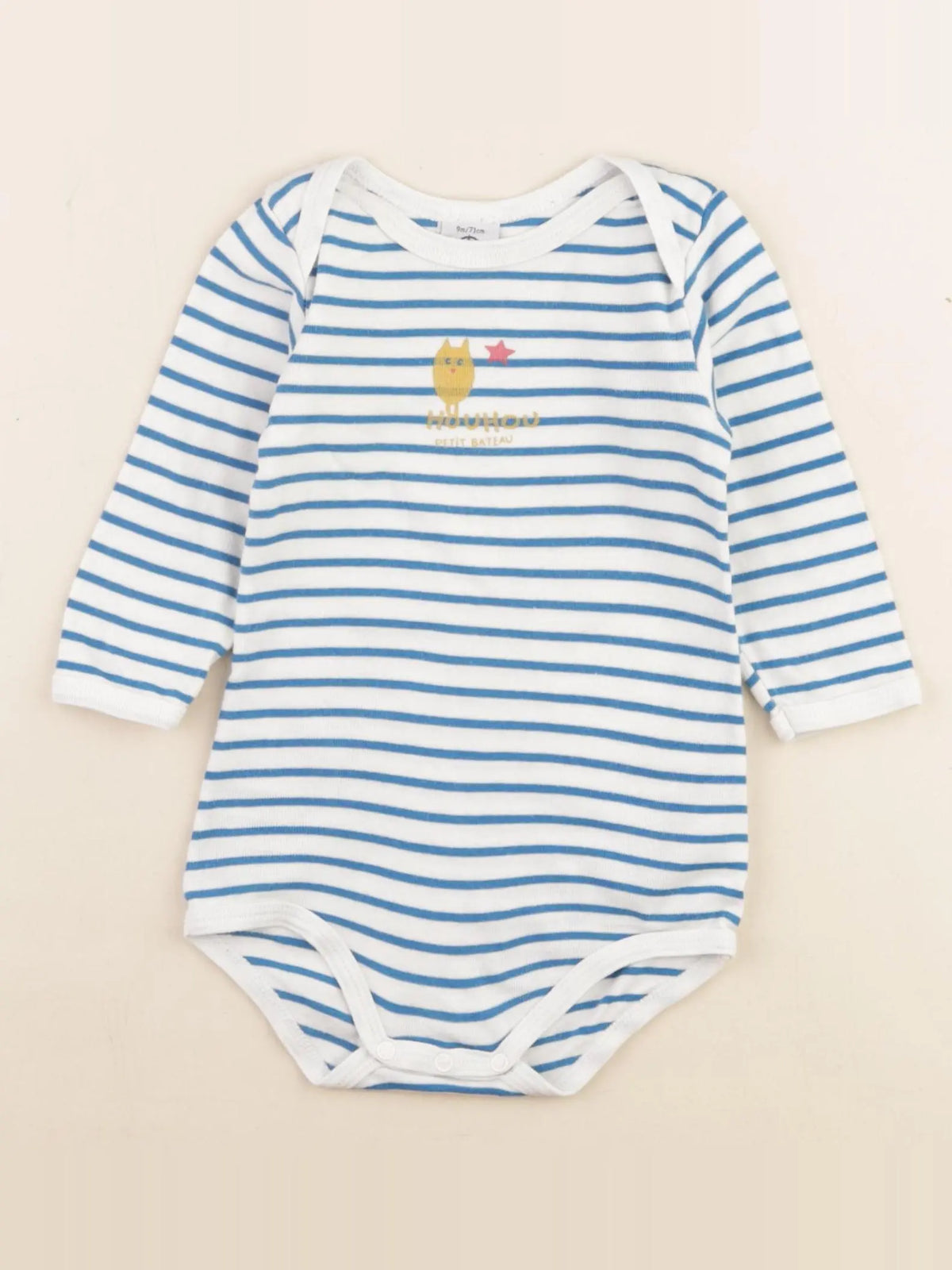Petit Bateau - body bleu, blanc - 9 mois