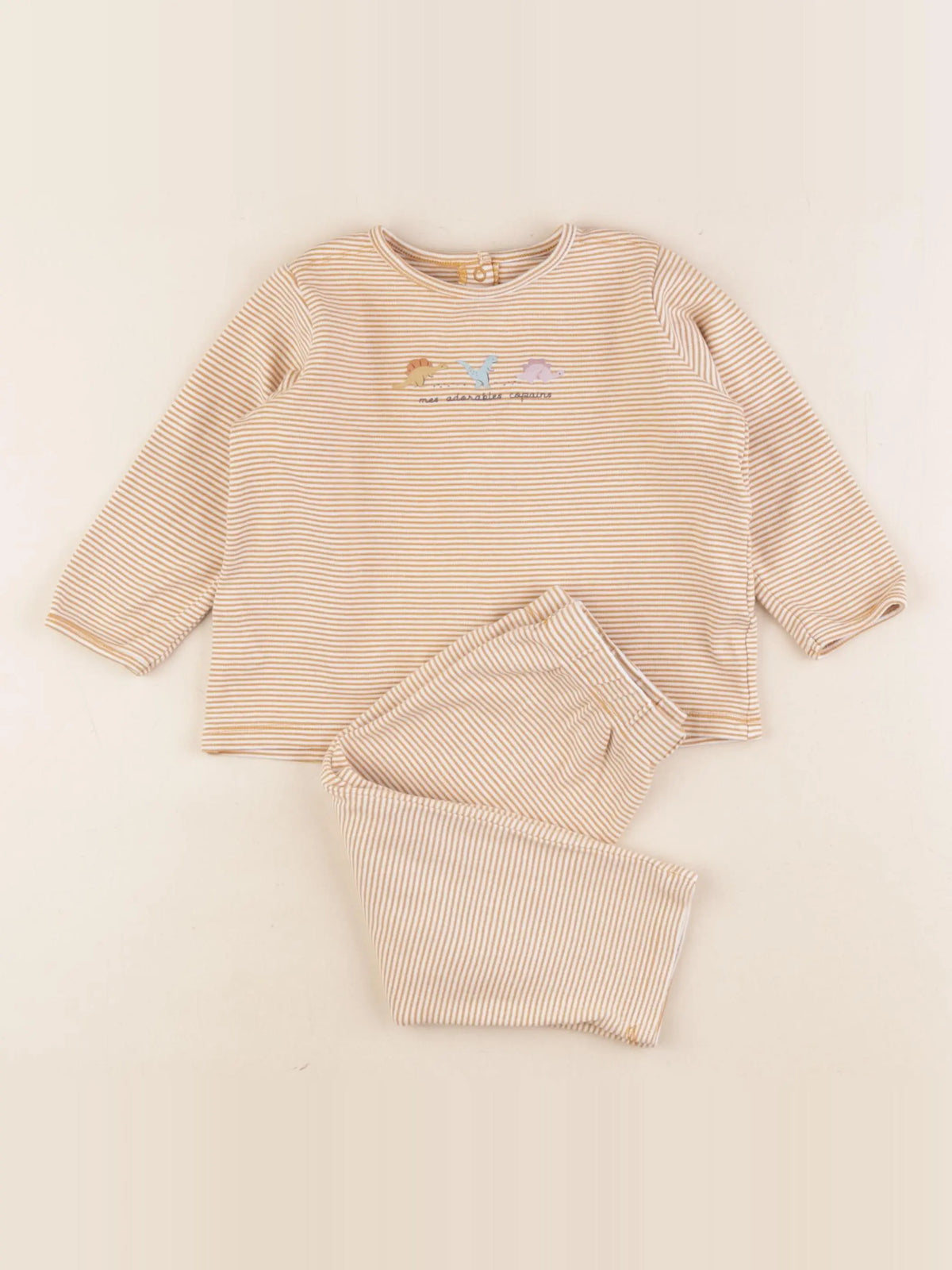 Vertbaudet - pyjama velours blanc, jaune - 18 mois