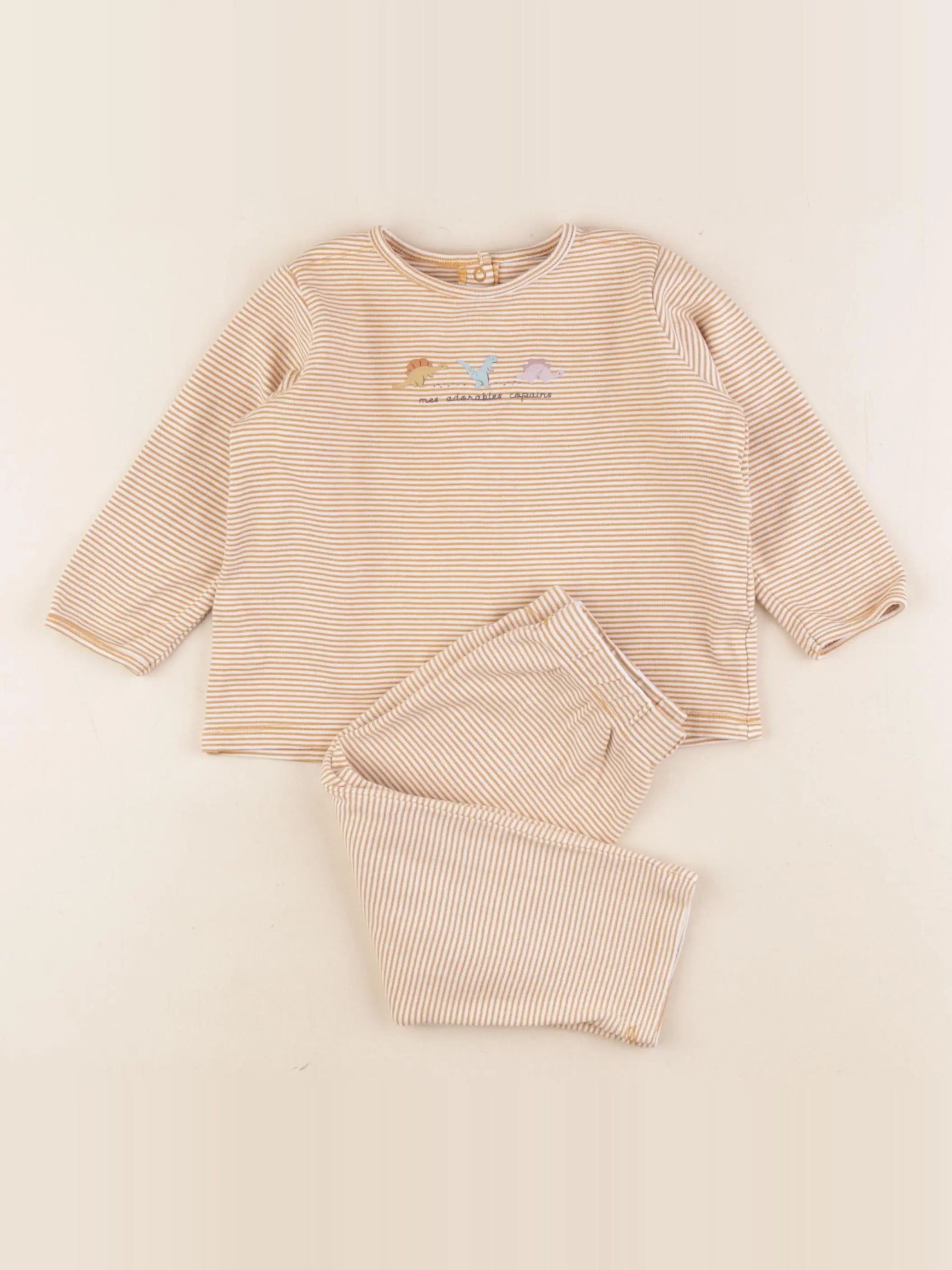 Vertbaudet - pyjama velours blanc, jaune - 18 mois