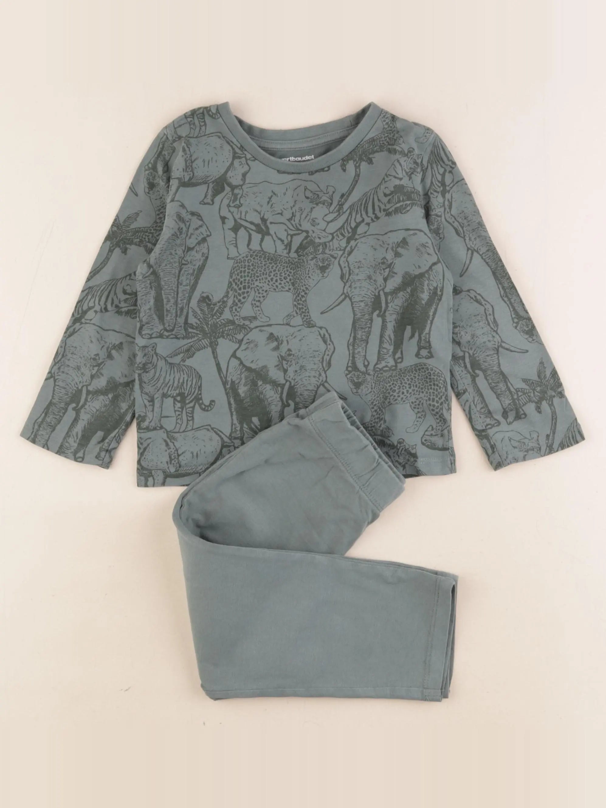 Vertbaudet - pyjama coton vert - 2 ans