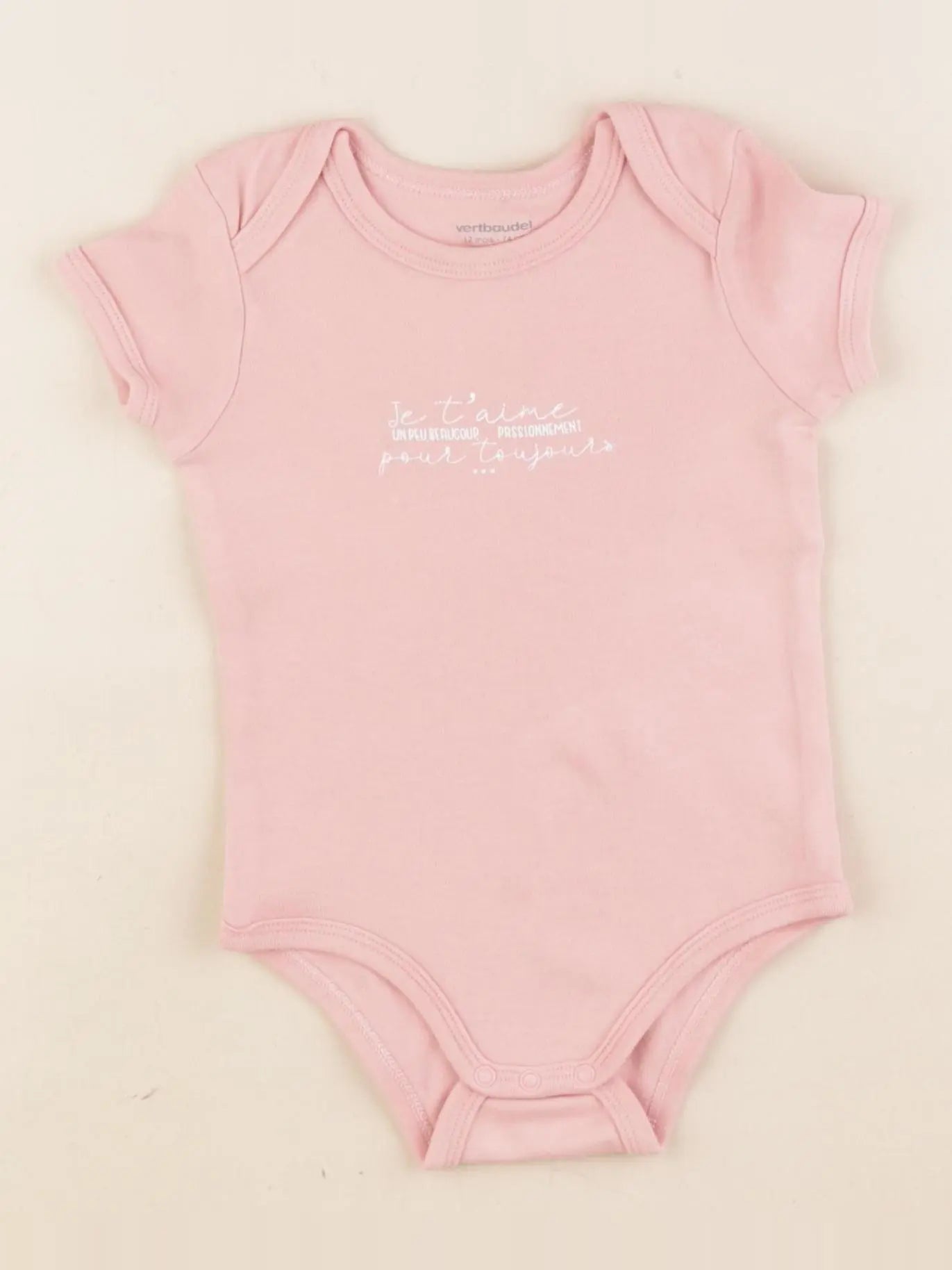 Vertbaudet - body rose - 12 mois