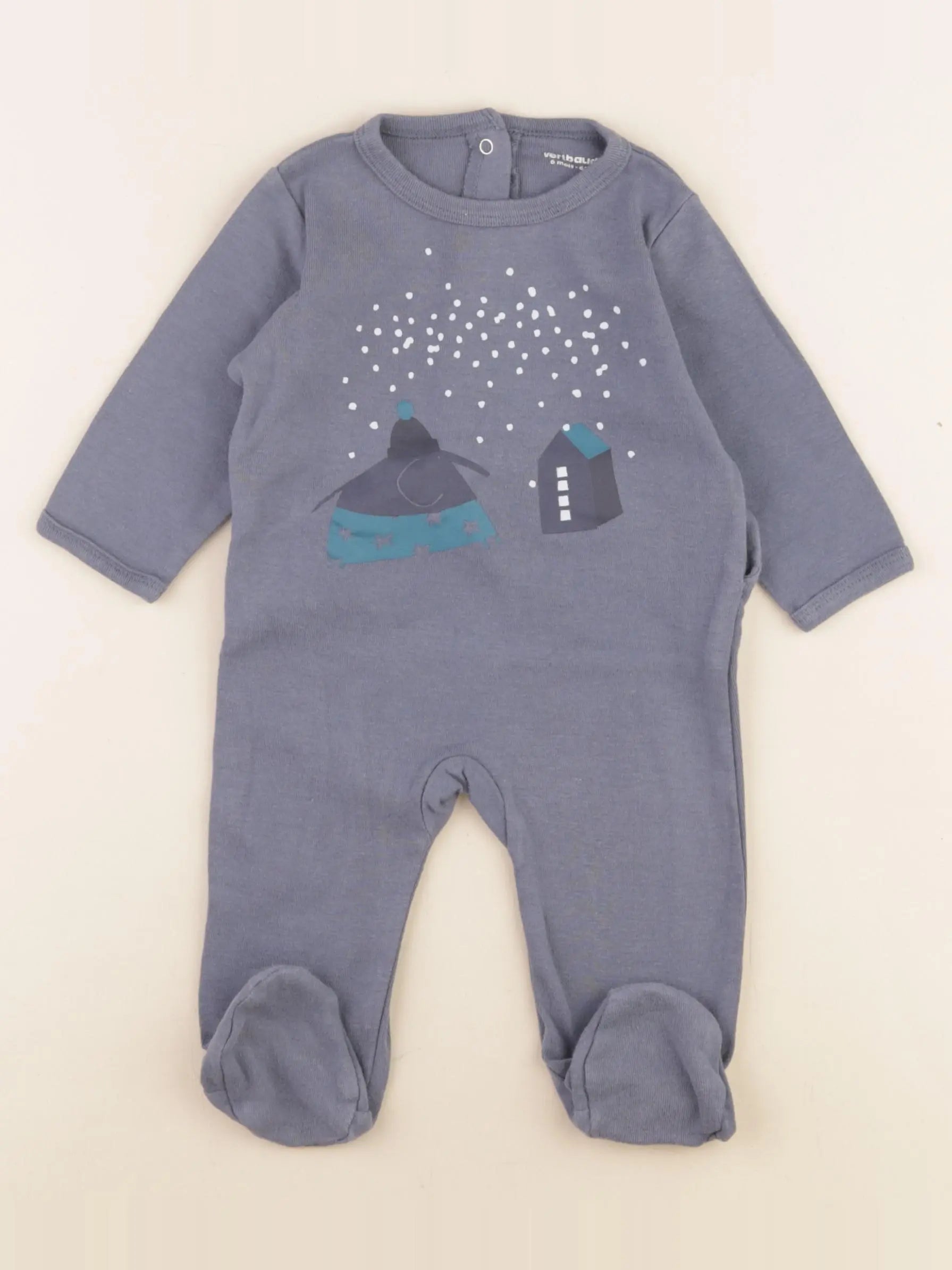 Vertbaudet - pyjama coton bleu - 6 mois