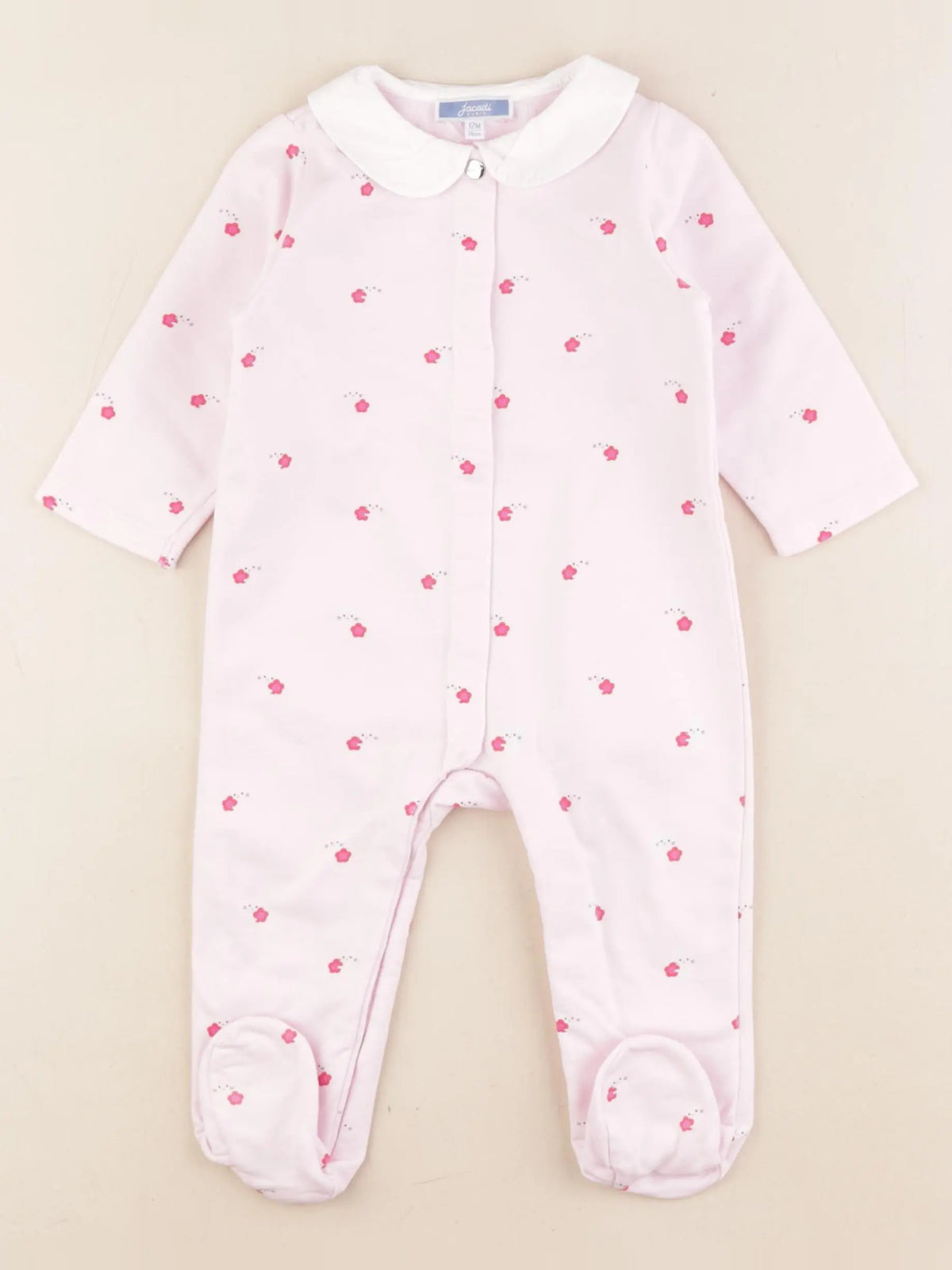 Jacadi - pyjama coton blanc, rose - 12 mois