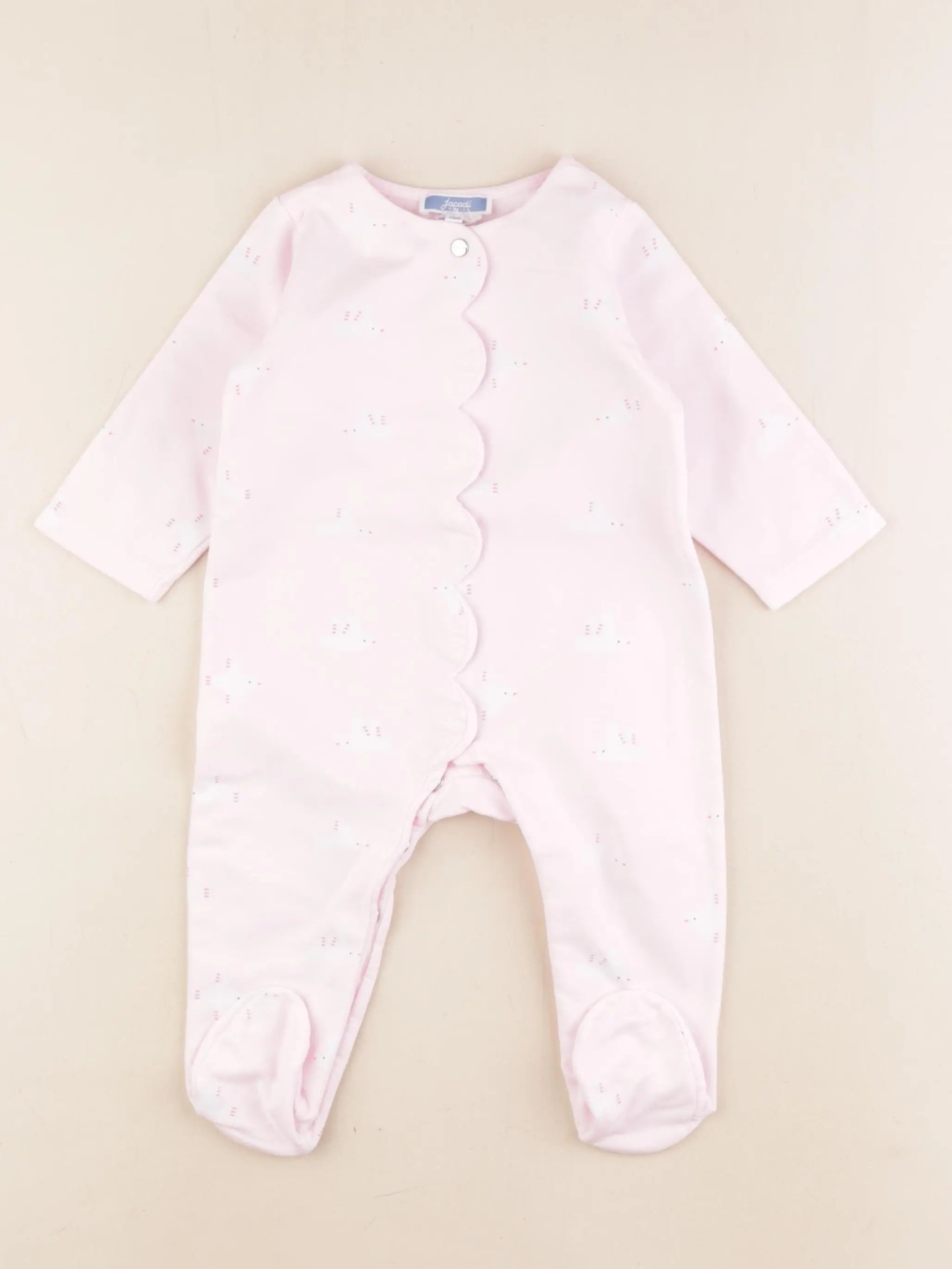 Jacadi - pyjama coton blanc, rose - 12 mois