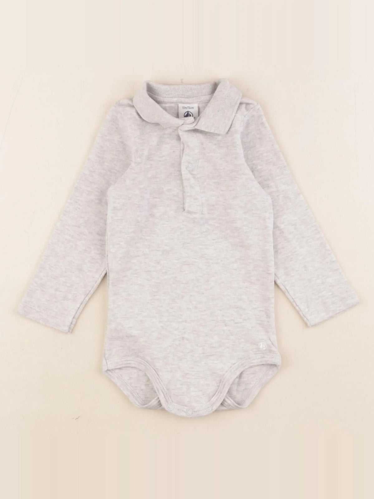 Petit Bateau - body à col gris - 12 mois