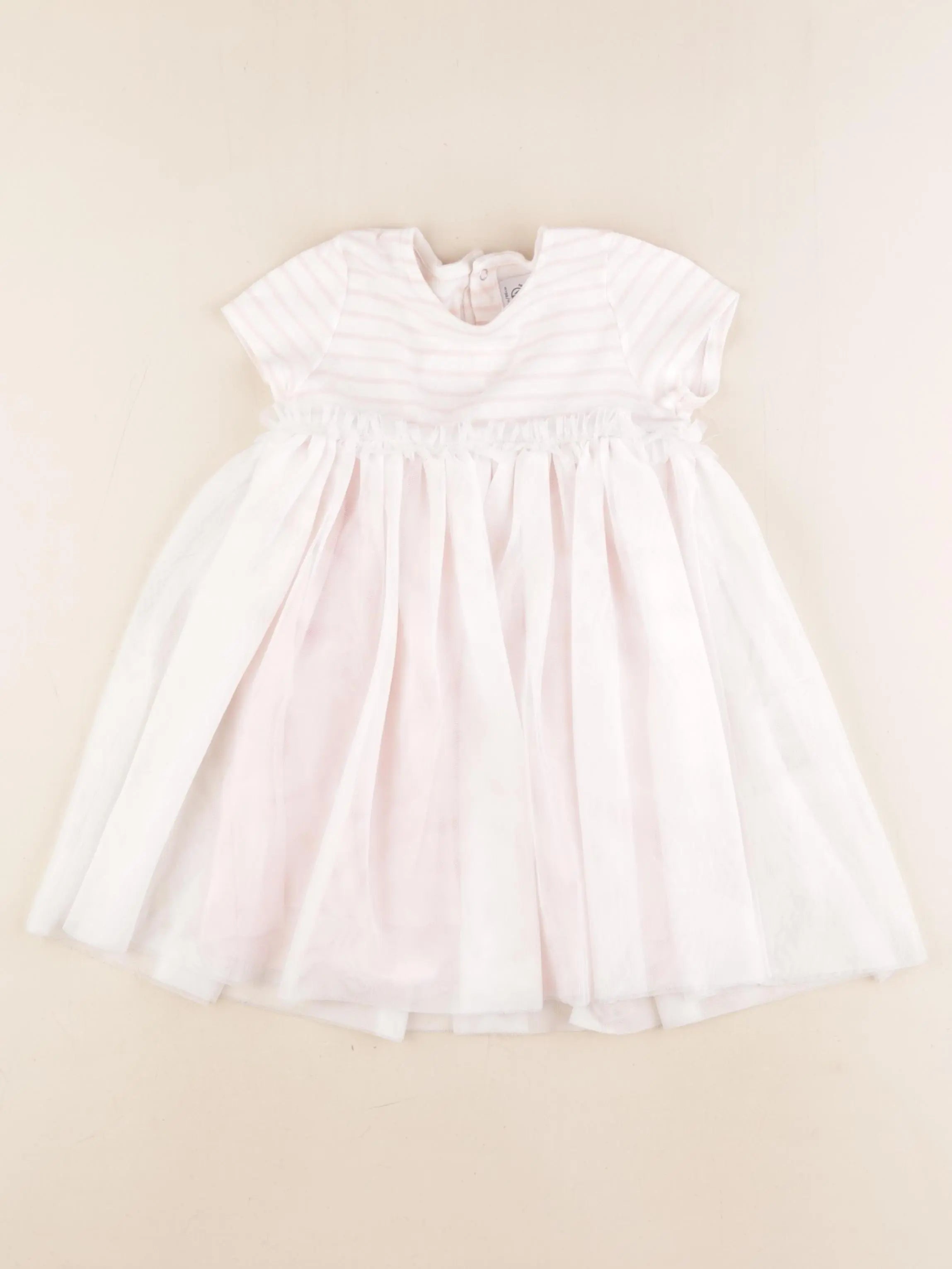 Petit Bateau - robe blanc, rose - 24 mois