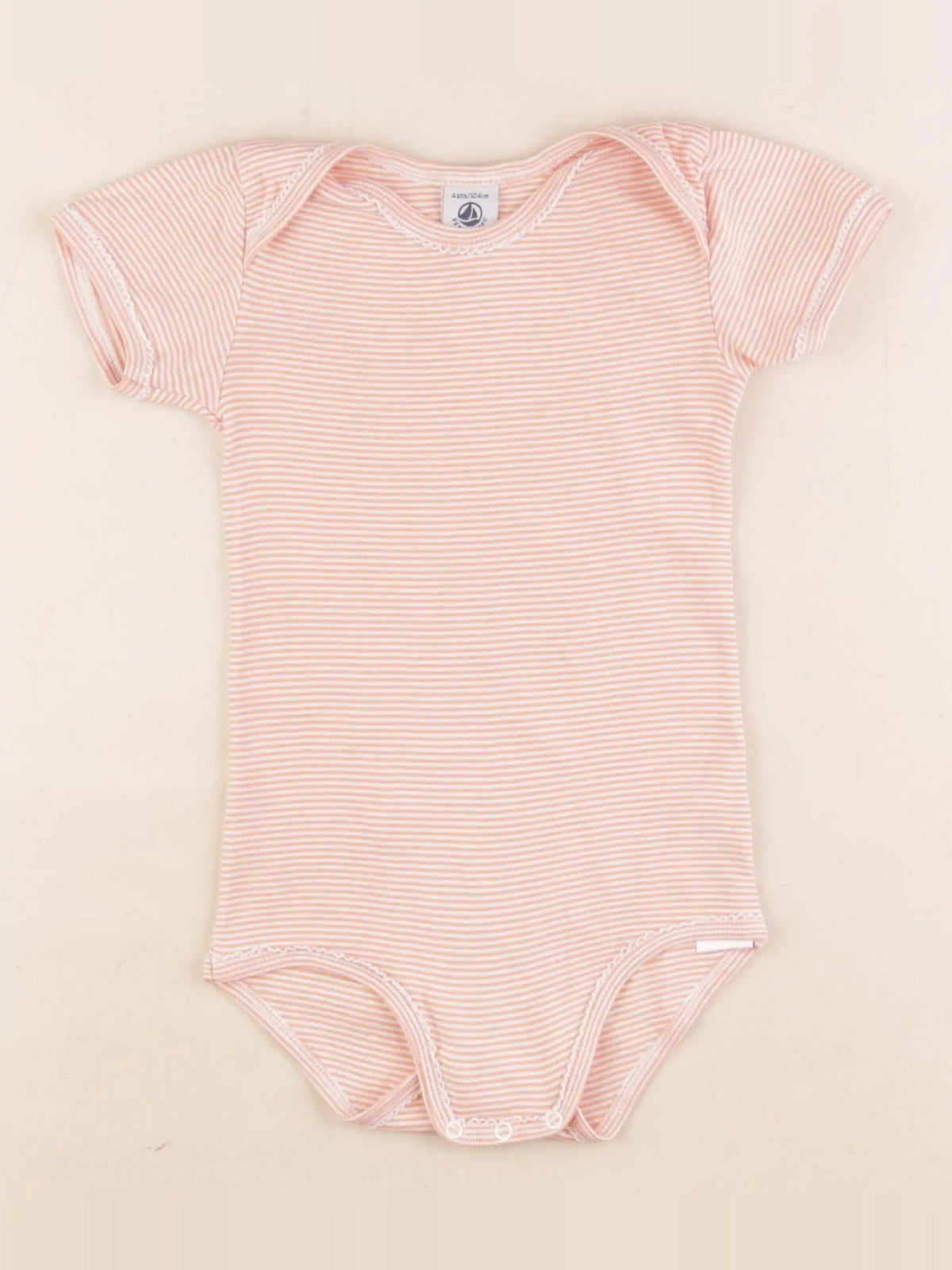 Petit Bateau - body blanc, orange - 4 ans