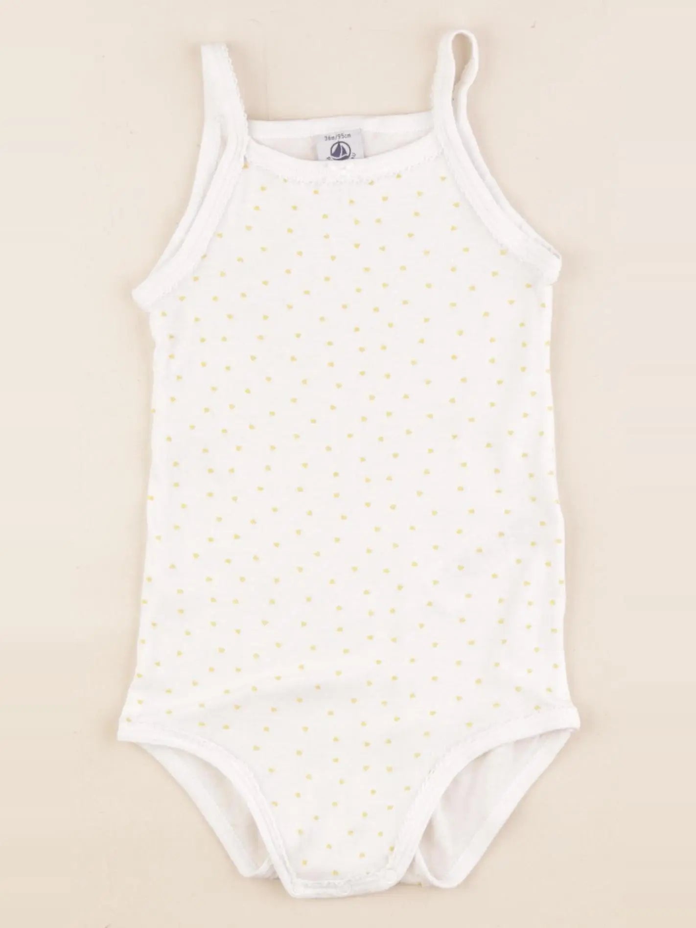 Petit Bateau - body blanc, jaune - 36 mois