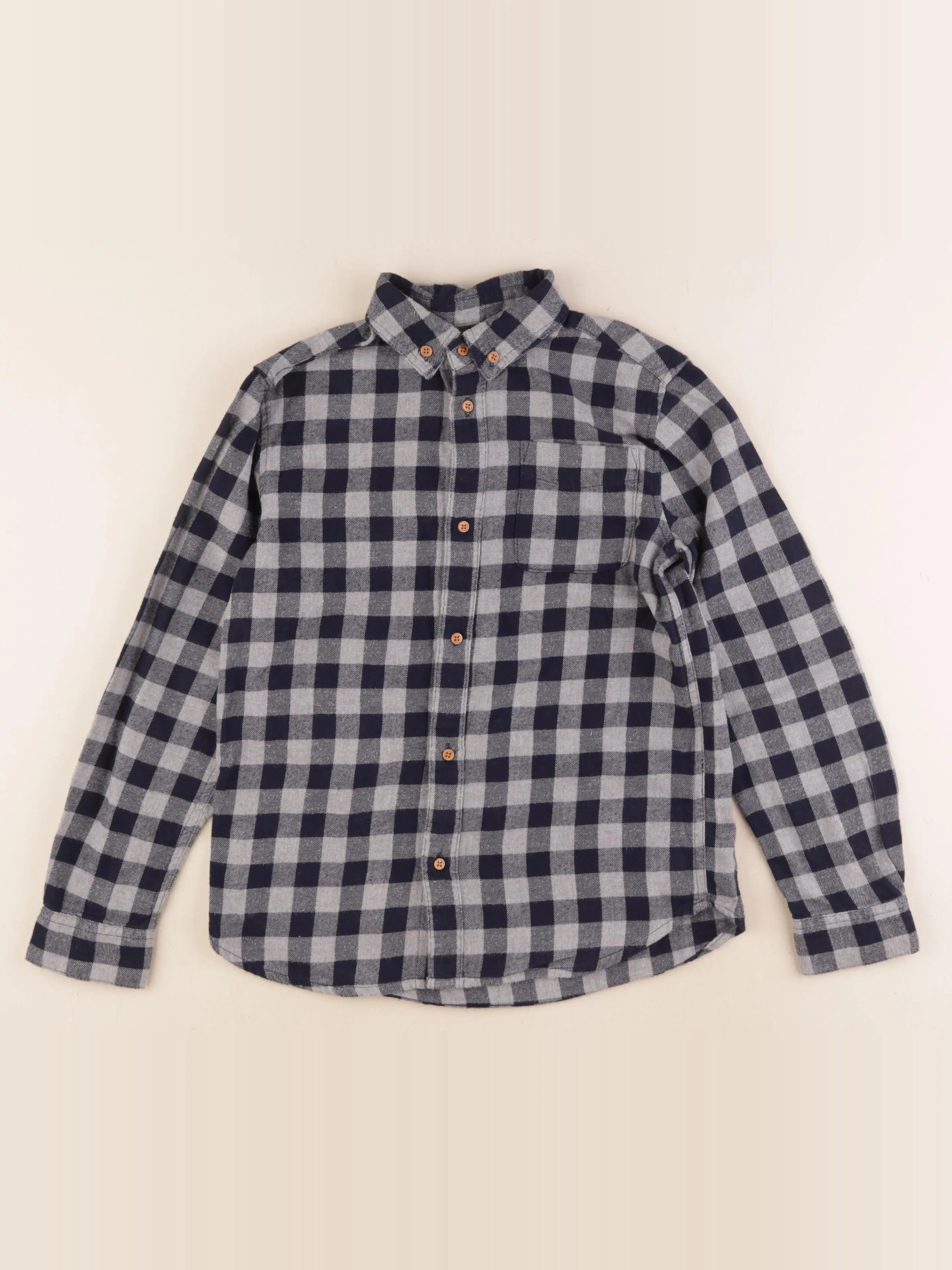 Monoprix - chemise bleu, gris - 10 ans