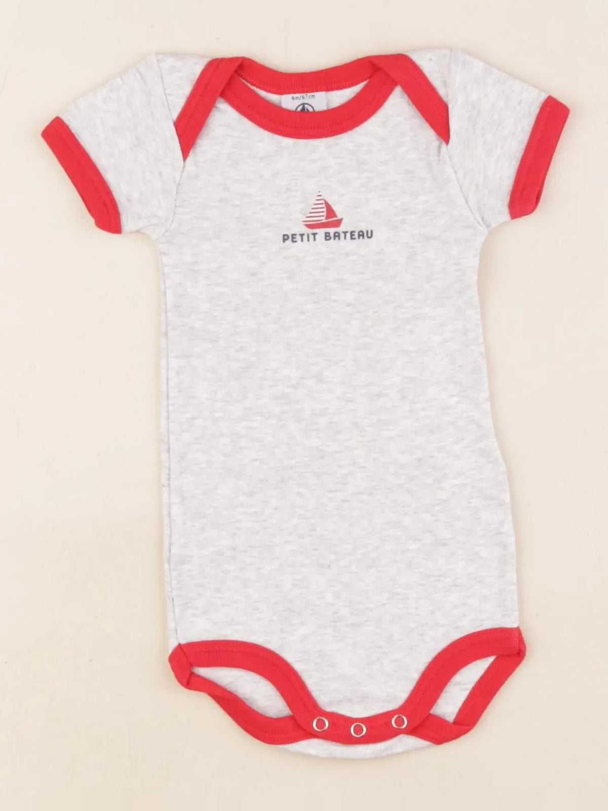 Petit Bateau - body gris - 6 mois