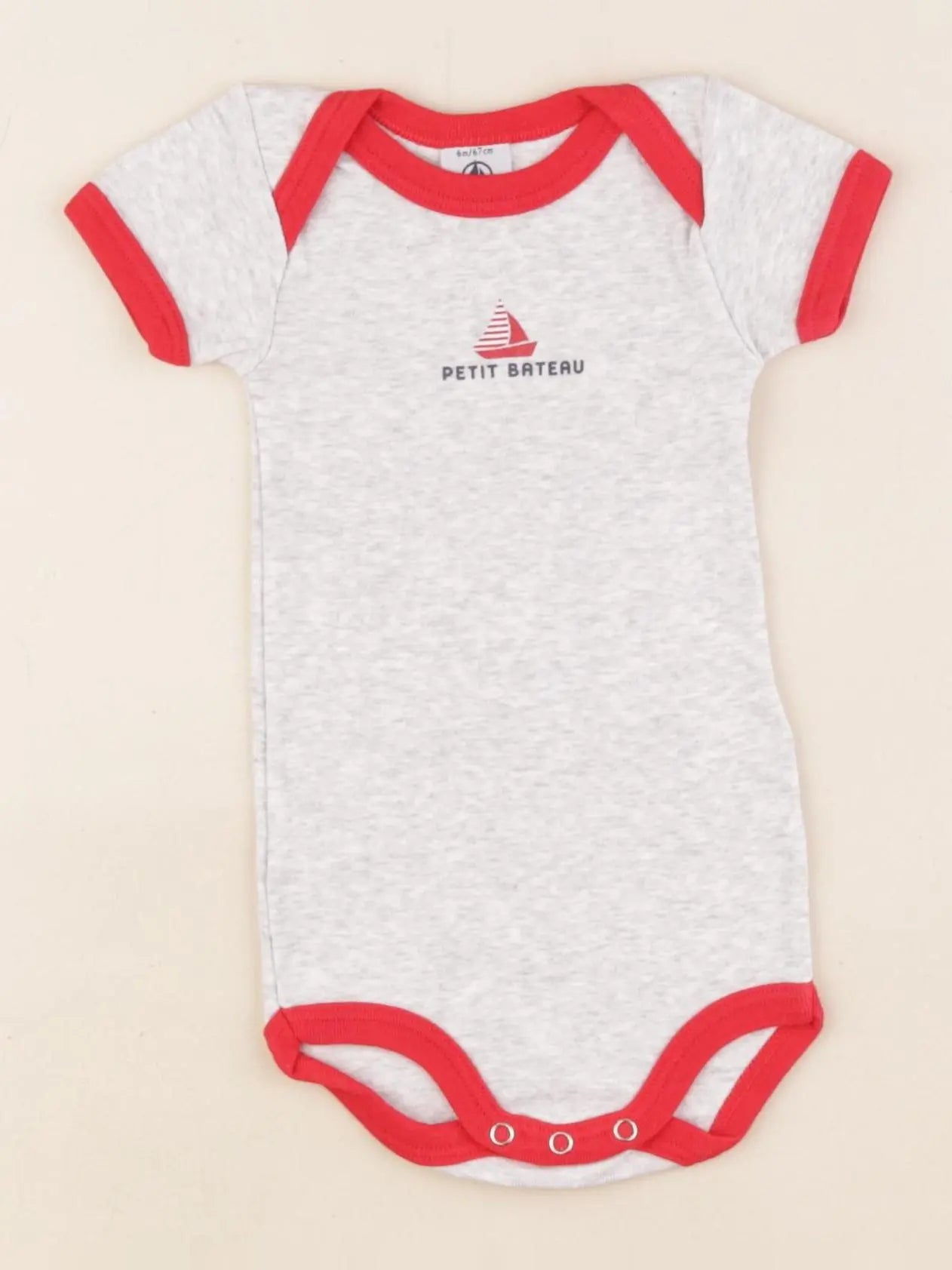 Petit Bateau - body gris - 6 mois