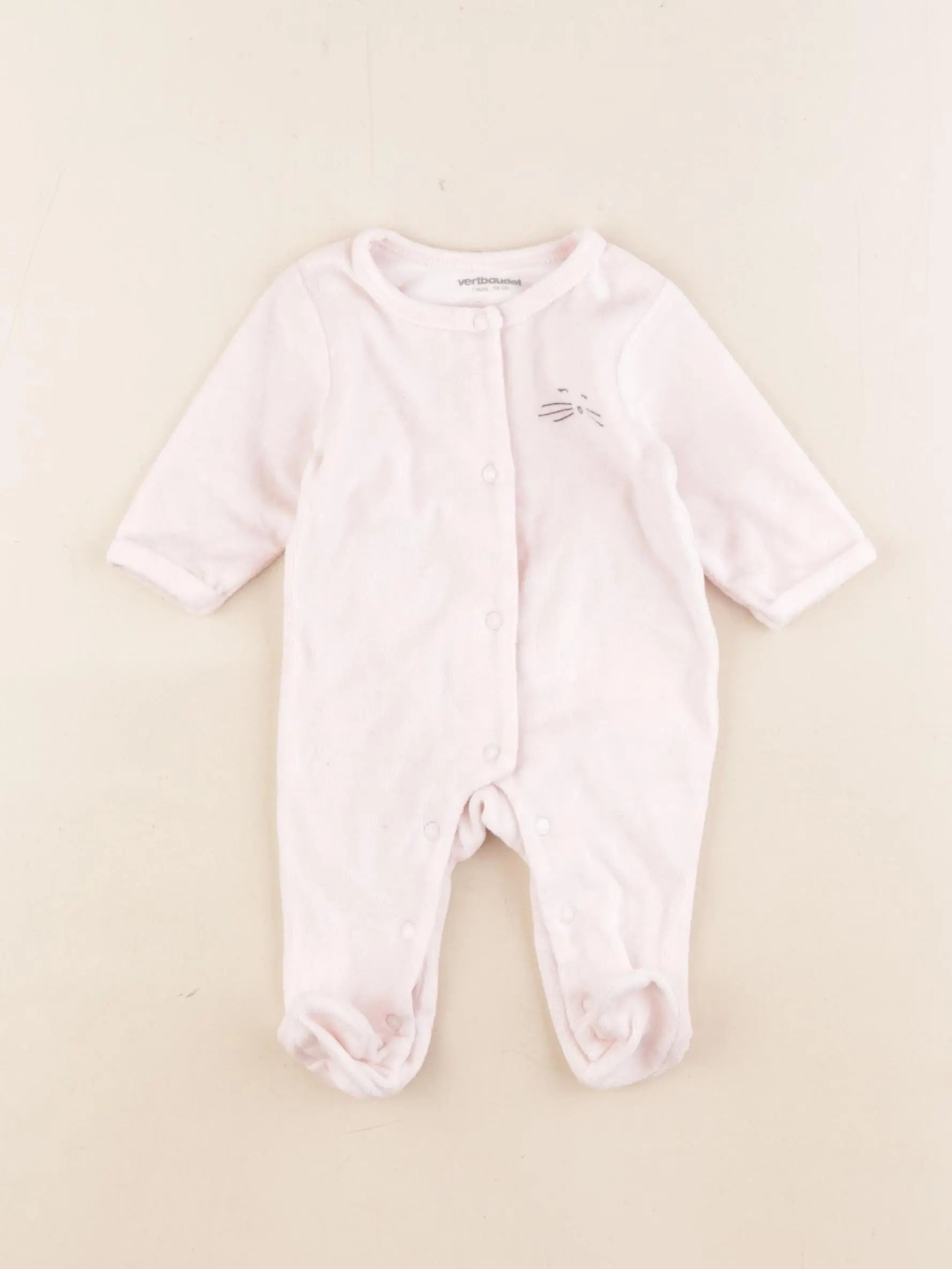 Vertbaudet - pyjama velours rose - 1 mois