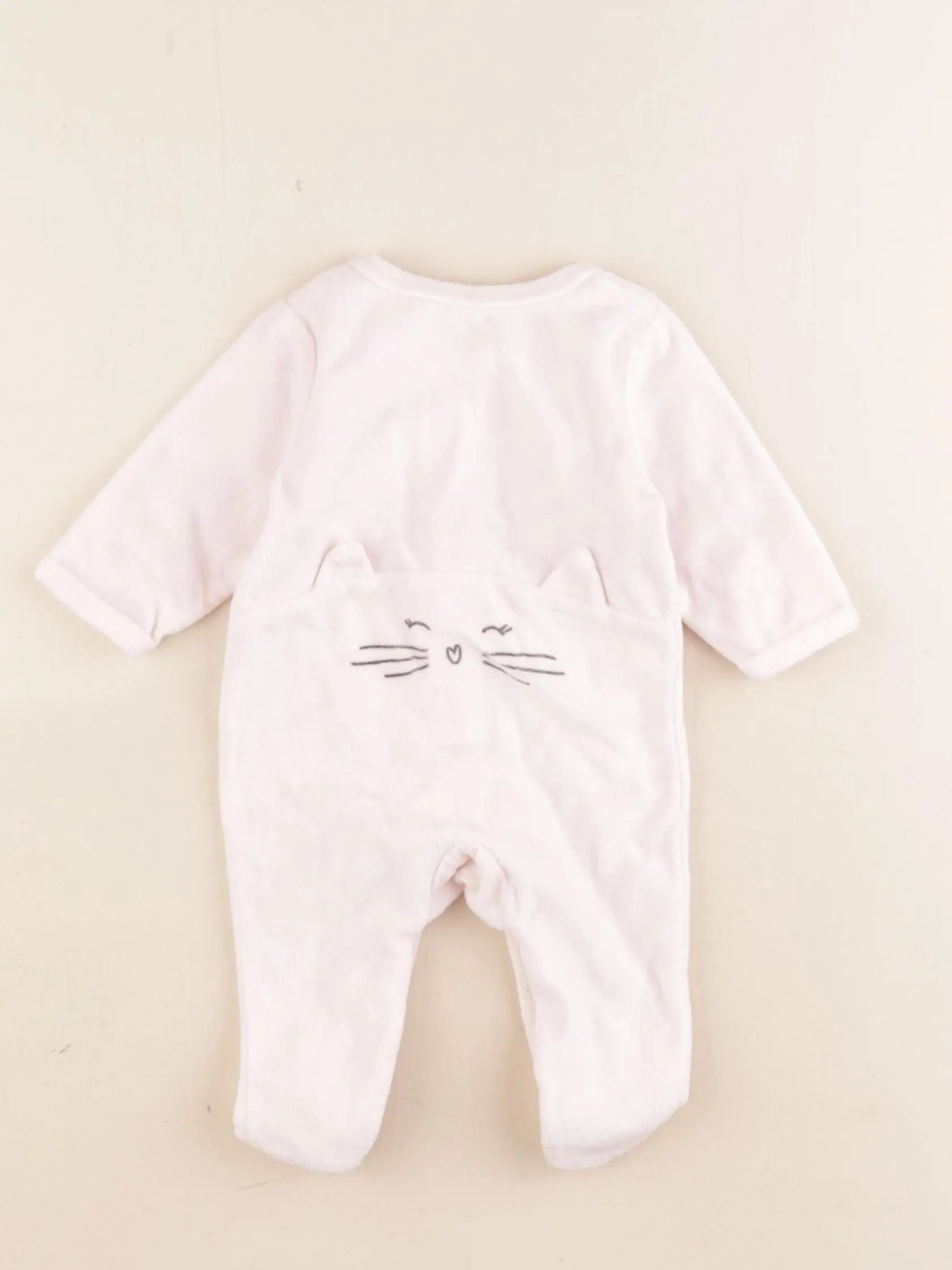 Vertbaudet - pyjama velours rose - 1 mois