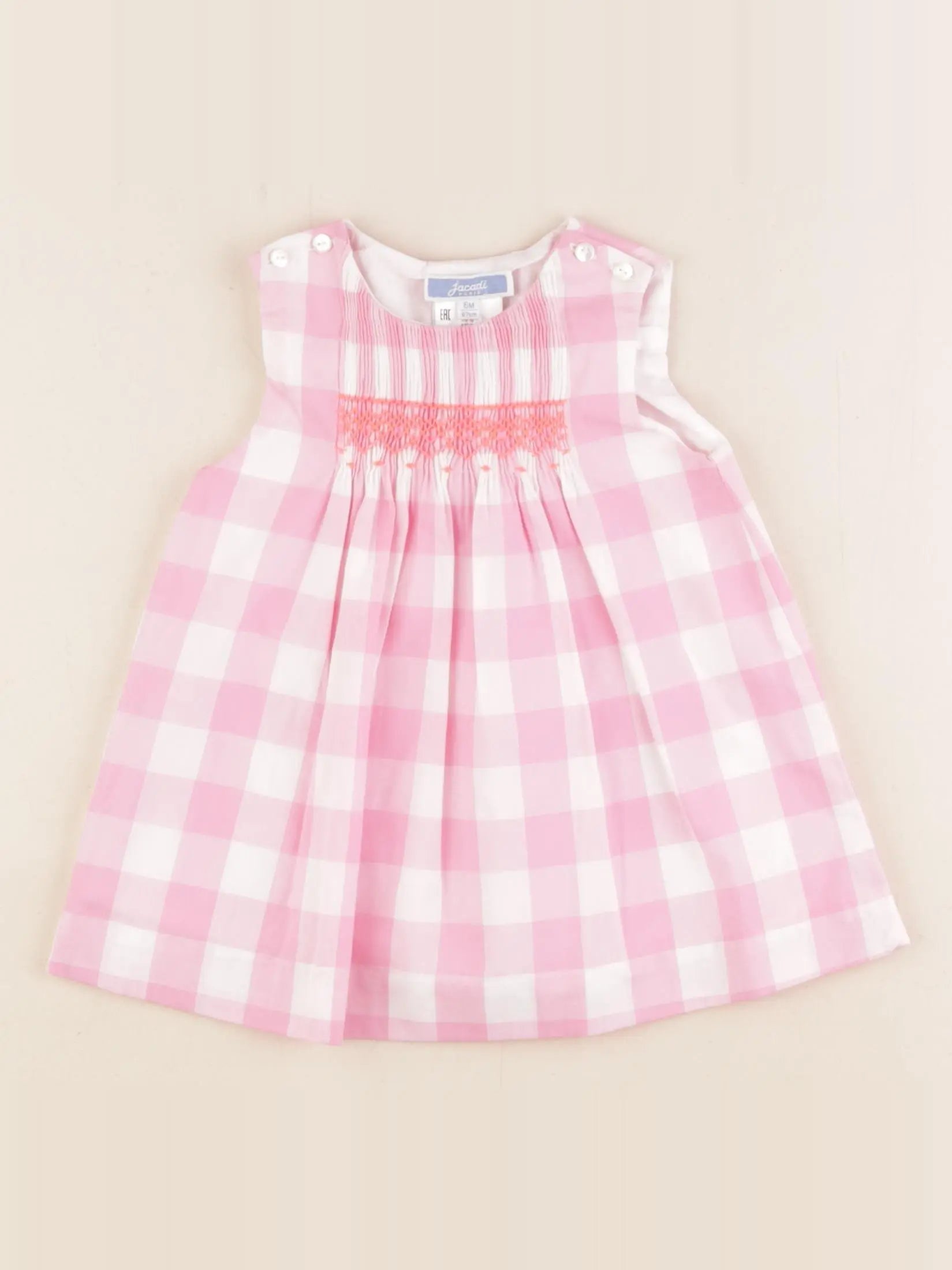 Jacadi - robe blanc, rose - 6 mois