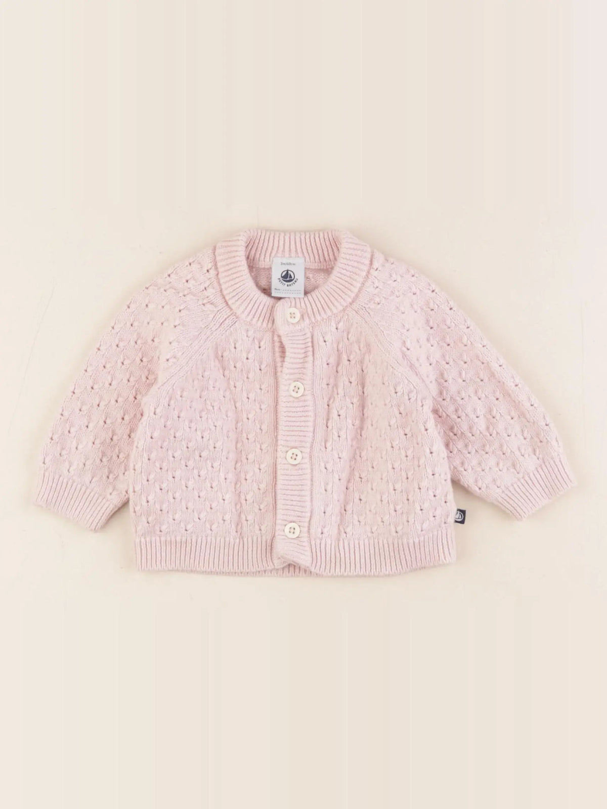 Petit Bateau - gilet rose - 3 mois