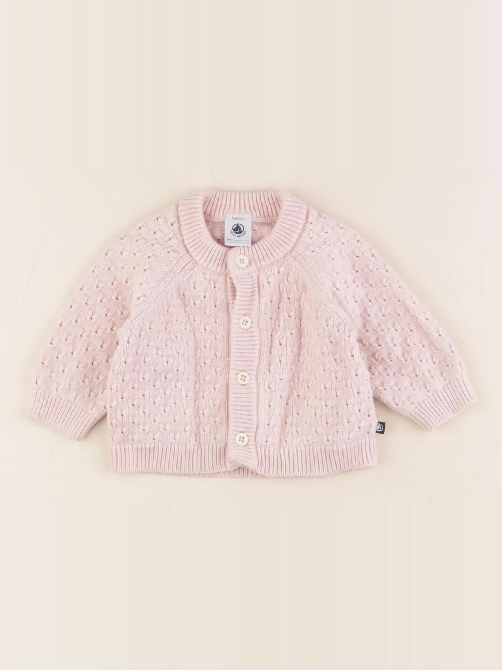 Petit Bateau - gilet rose - 3 mois