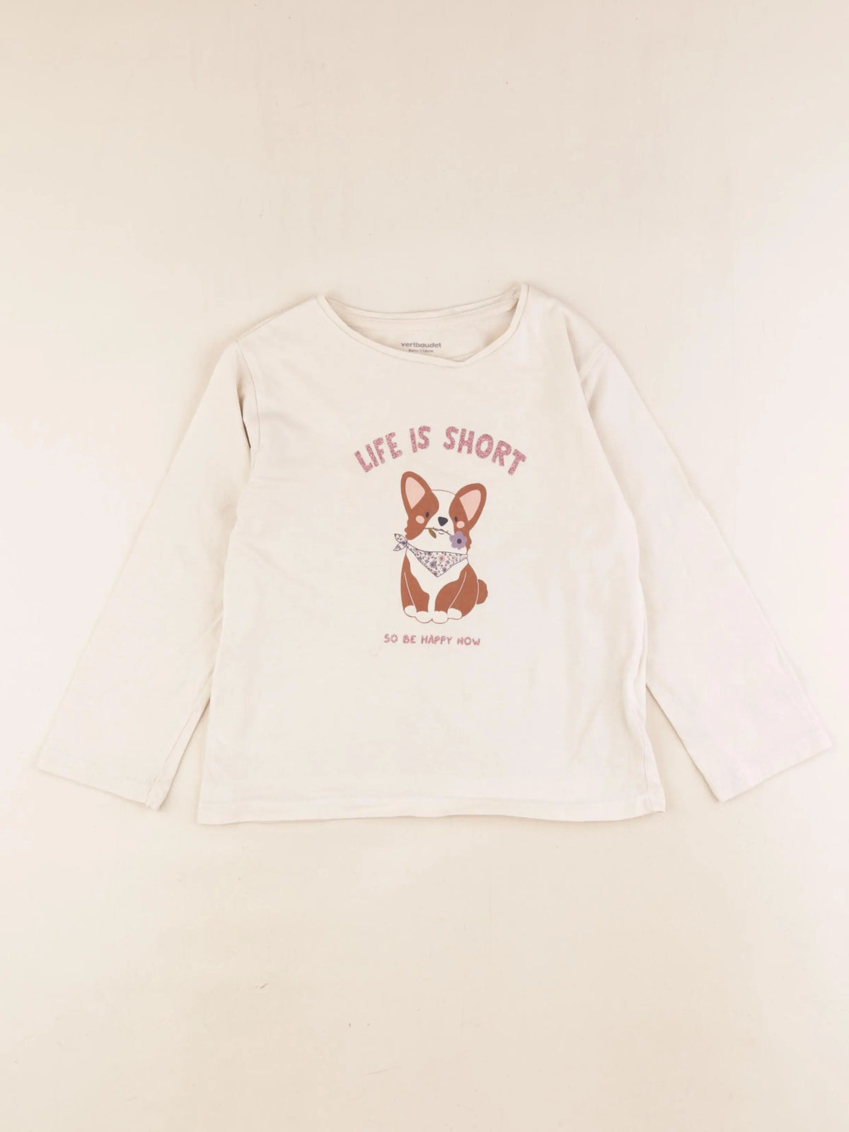 Vertbaudet - tee-shirt beige - 6 ans