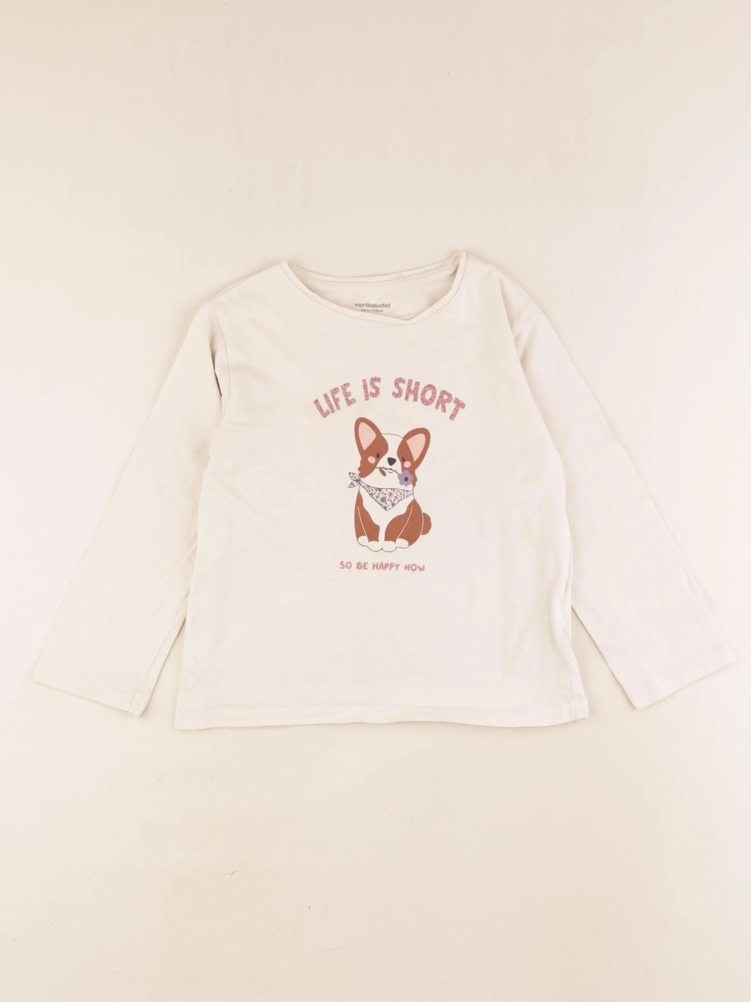 Vertbaudet - tee-shirt beige - 6 ans