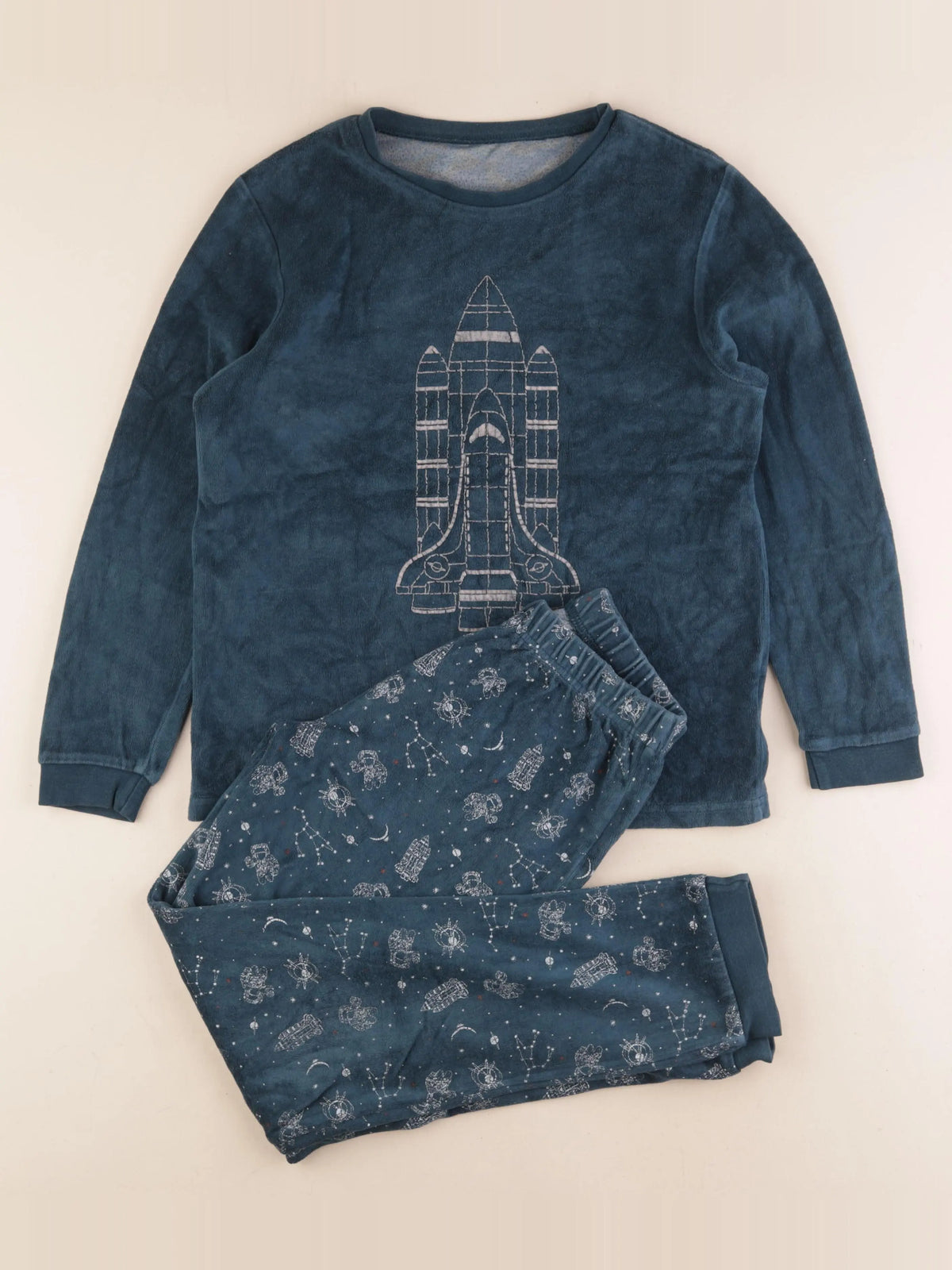 Vertbaudet - pyjama velours vert - 12 ans